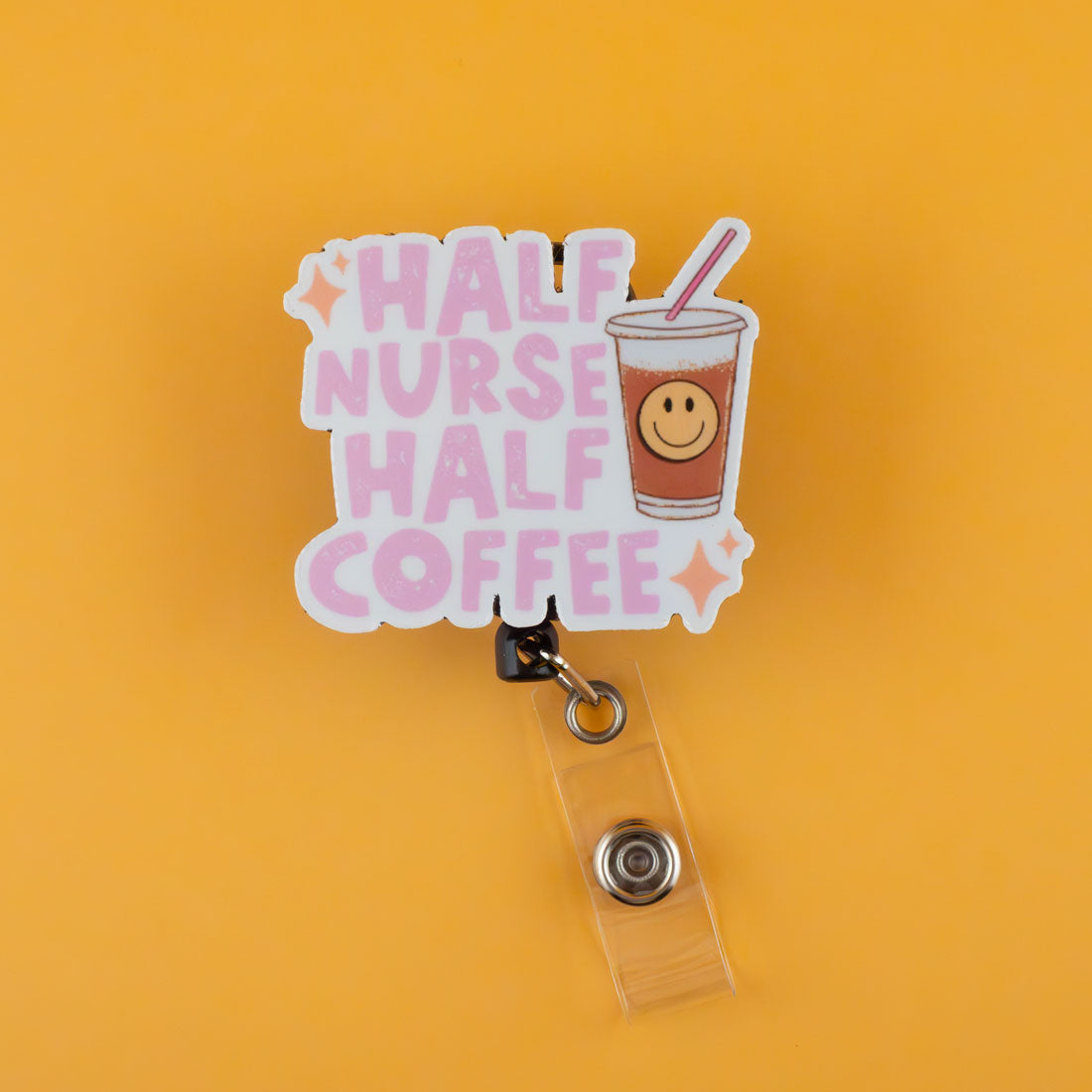 Half Nurse Half Coffee Pop Topper Swapfinity Retractable ID Badge Reel -  - Topperswap