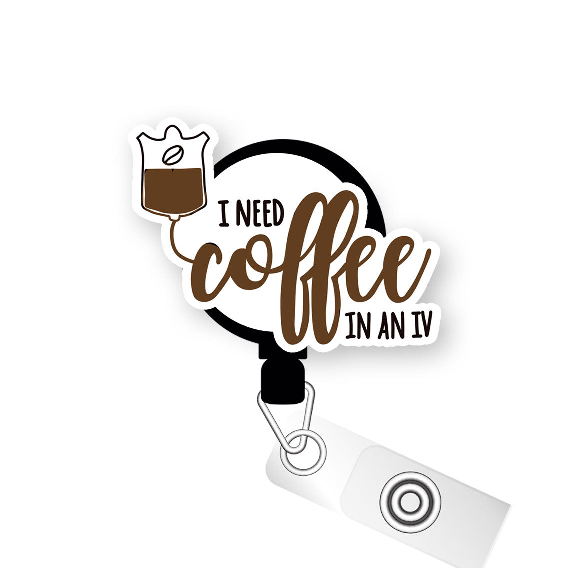 Coffee IV Pop Topper Swapfinity Retractable ID Badge Reel - Alligator Clip / Premium Matte - Topperswap