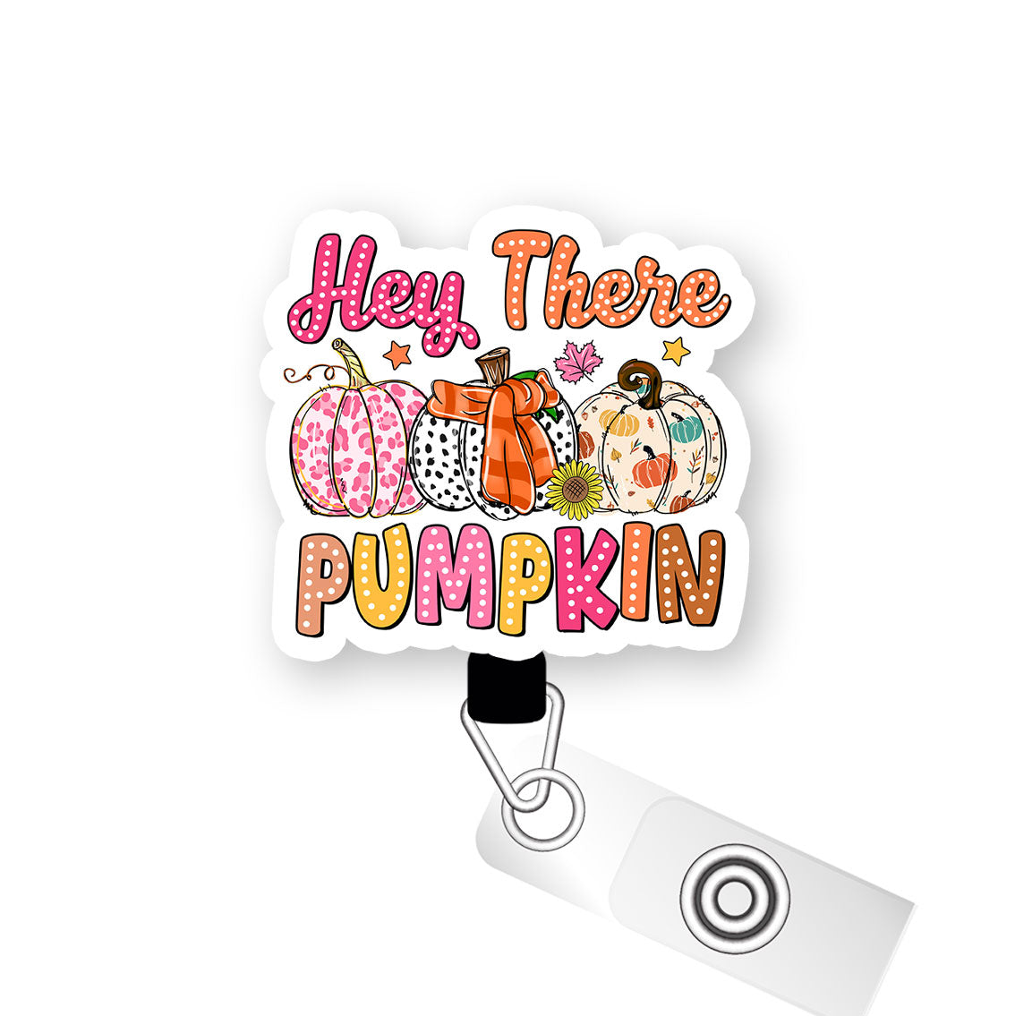 Pumpkin Greetings Pop Topper Swapfinity Retractable ID Badge Reel - Alligator Clip / Premium Matte - Topperswap