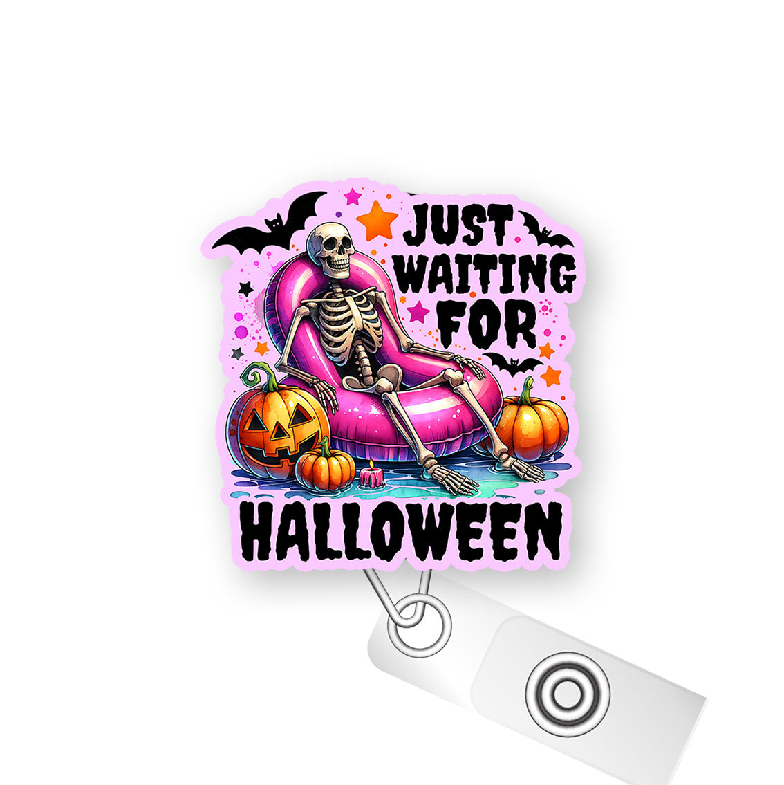 Just Waiting for Halloween Pop Topper Swapfinity Retractable ID Badge Reel -  - Topperswap