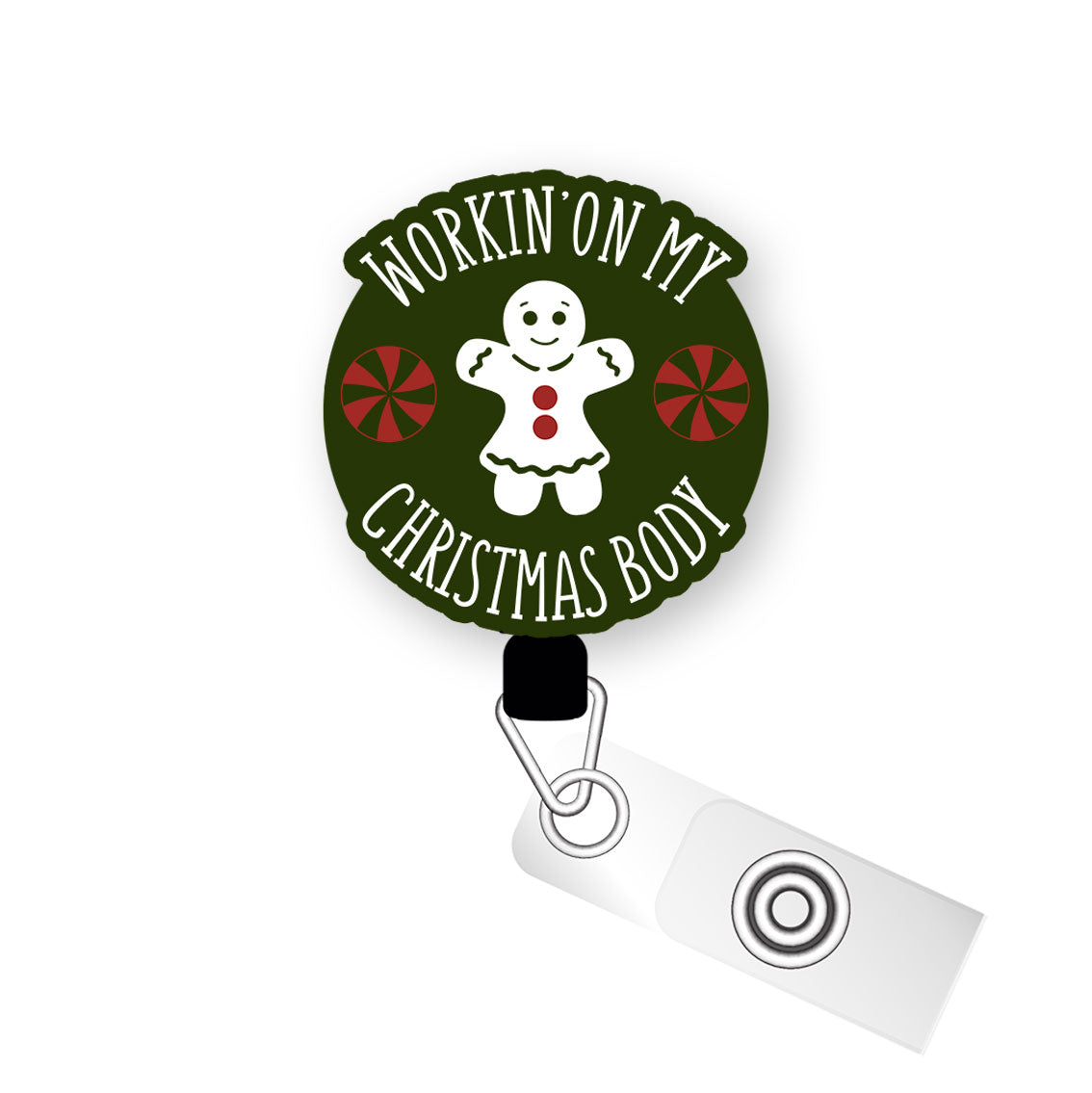 Christmas Body Goals Pop Topper Swapfinity Retractable ID Badge Reel - Alligator Clip / Premium Matte - Topperswap