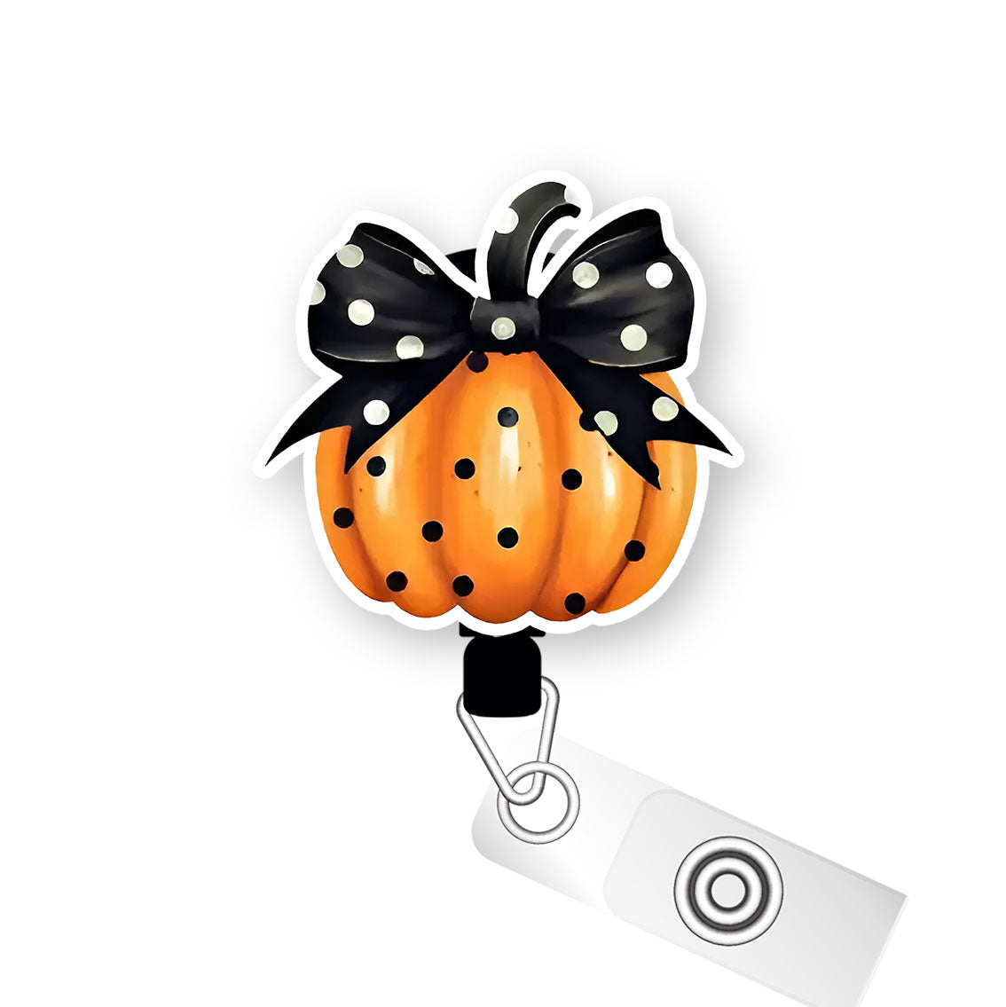 Polka-Dot Pumpkin Perfection Pop Topper Swapfinity Retractable ID Badge Reel - Alligator Clip / Premium Matte - Topperswap