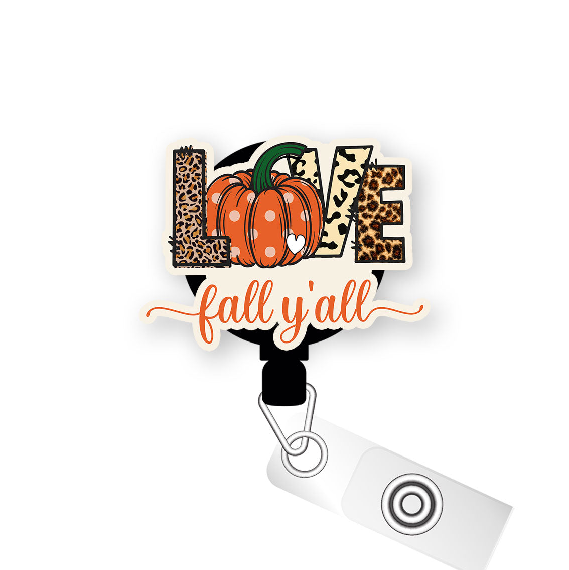 Love Fall Y'all Pop Topper Swapfinity Retractable ID Badge Reel - Alligator Clip / Premium Matte - Topperswap