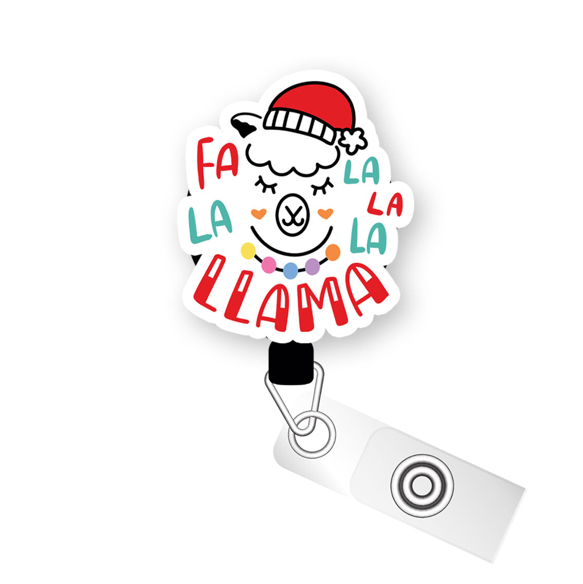 Fa La La Llama Joy Pop Topper Swapfinity Retractable ID Badge Reel - Alligator Clip / Premium Matte - Topperswap