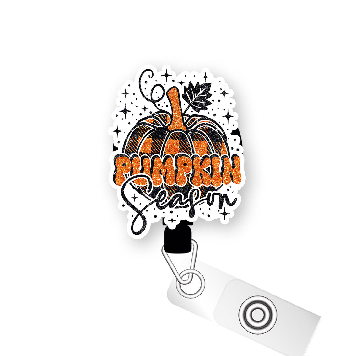 Pumpkin Season Fun Pop Topper Swapfinity Retractable ID Badge Reel - Alligator Clip / Premium Matte - Topperswap