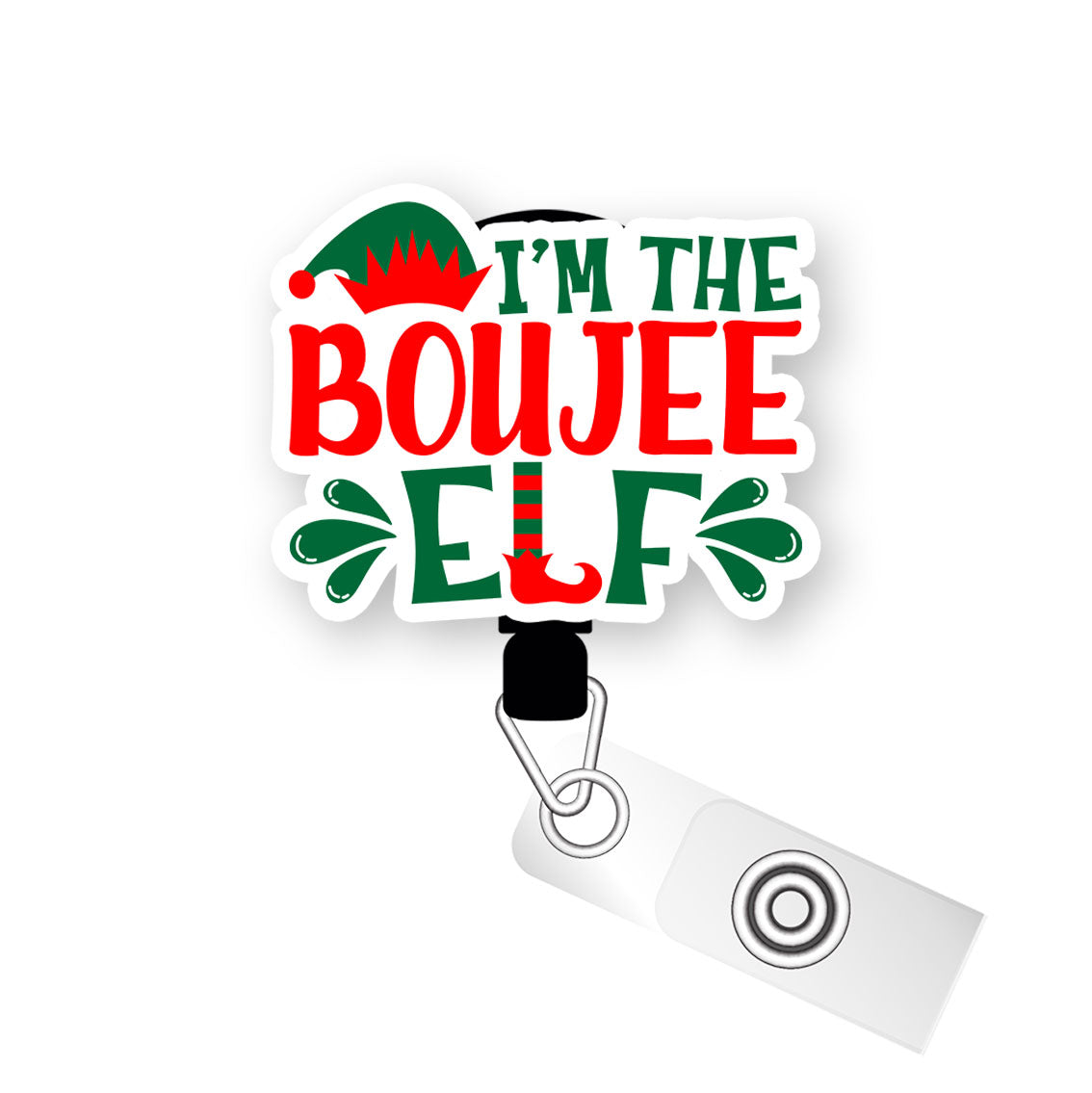 I'm The Boujee Elf Pop Topper Swapfinity Retractable ID Badge Reel -  - Topperswap