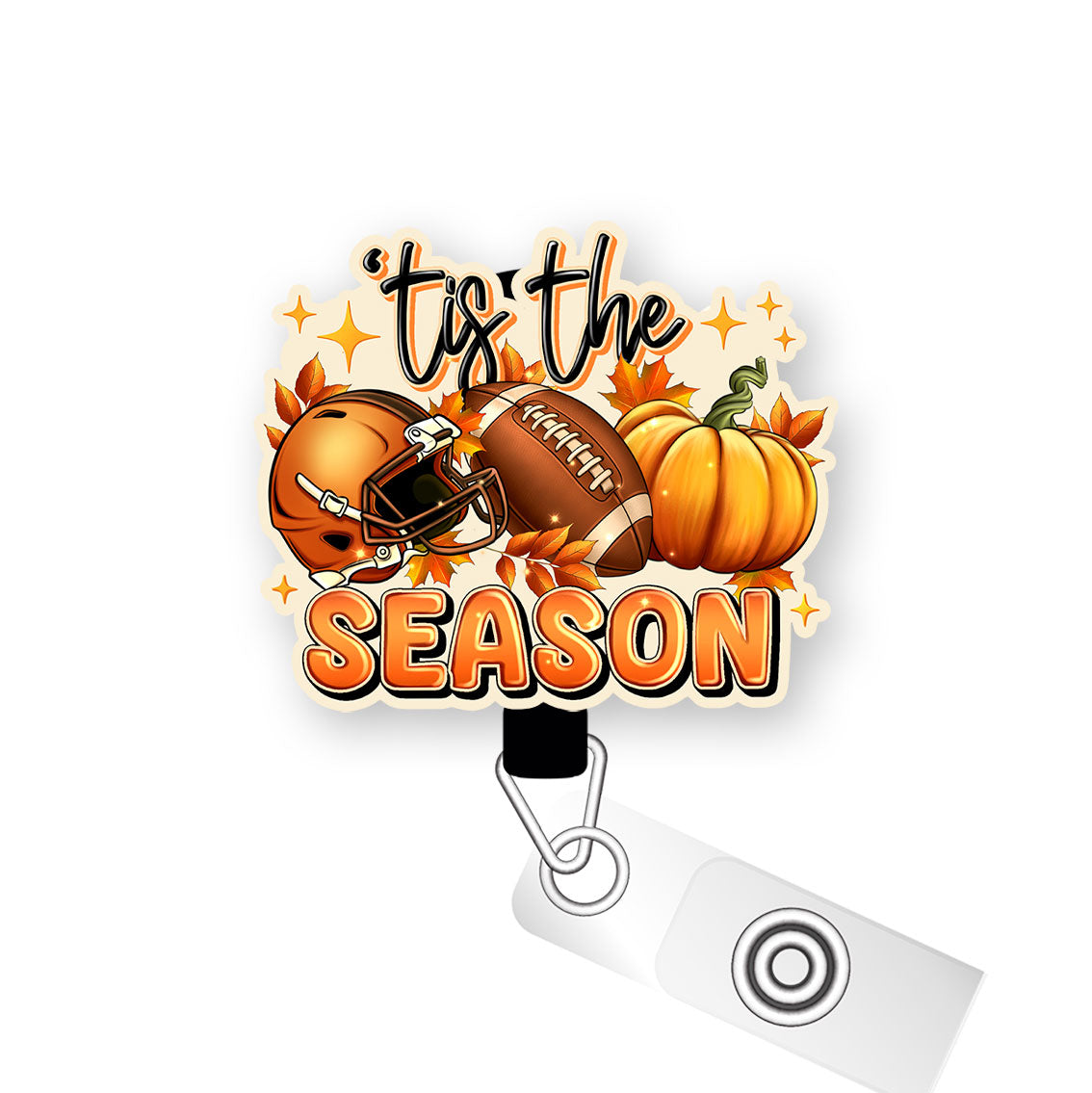 Game Day Pumpkin Pop Topper Swapfinity Retractable ID Badge Reel - Alligator Clip / Premium Matte - Topperswap