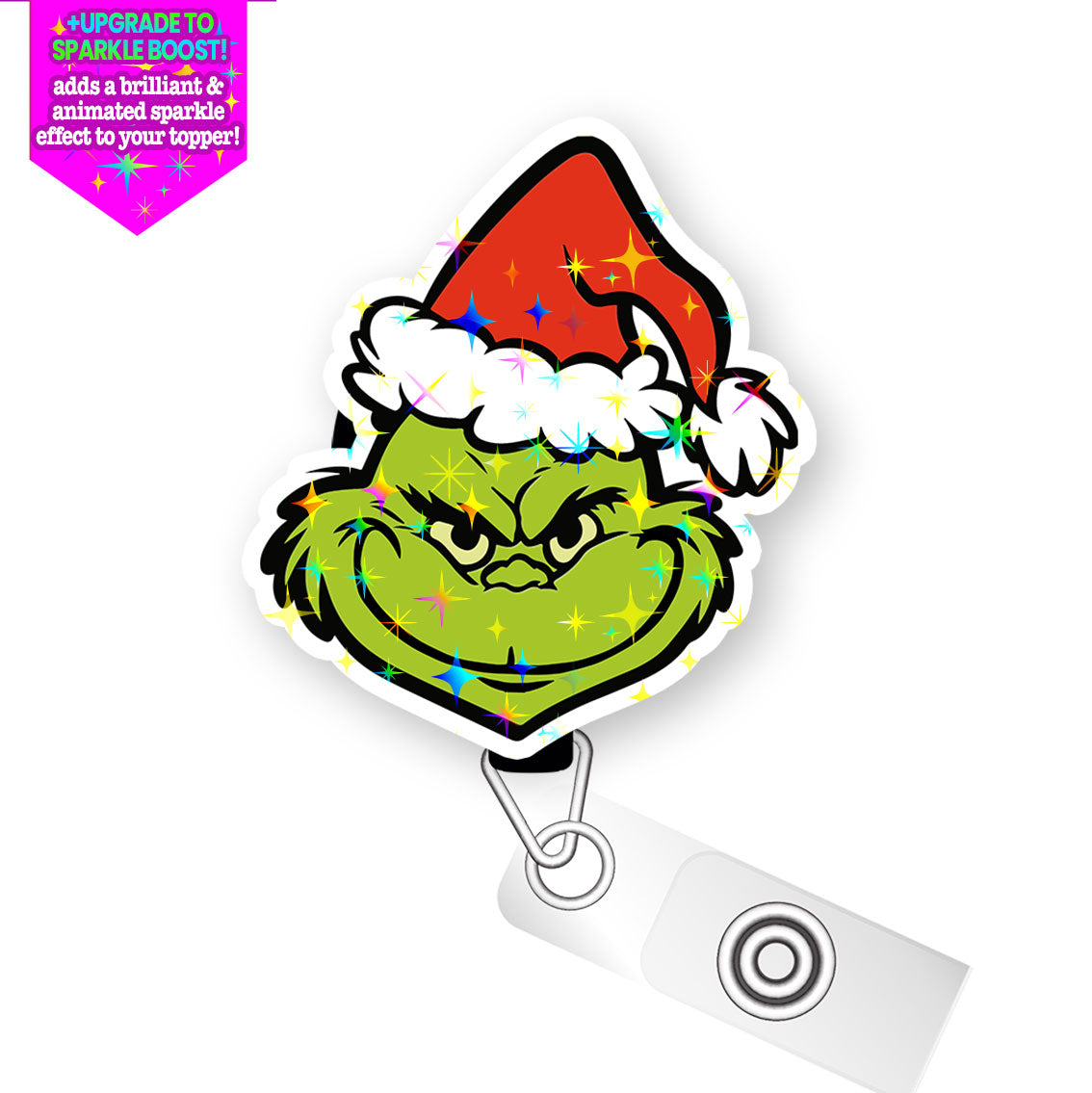 Grinchmas Holiday Mischief Pop Topper Swapfinity Retractable ID Badge Reel - Slide+Mystery Topper / Make it Sparkle - Topperswap