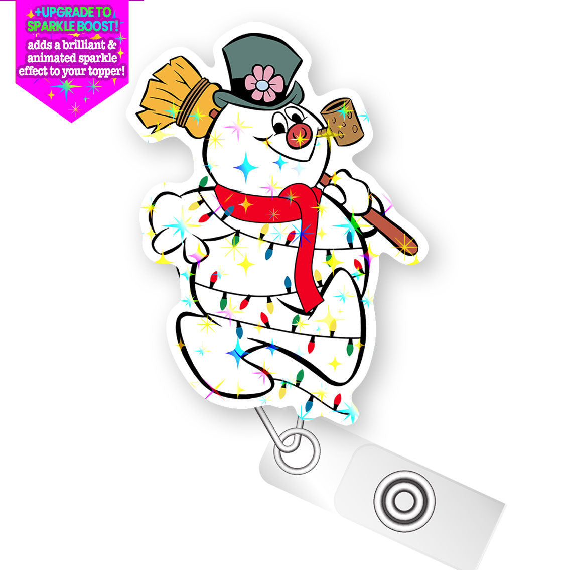 Frosty in Lights Pop Topper Swapfinity Retractable ID Badge Reel - Slide Clip / Make it Sparkle - Topperswap