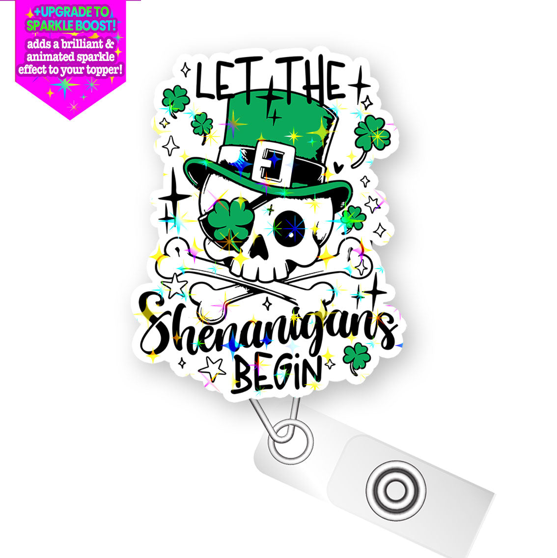 Shenanigans Skull Pop Topper Swapfinity Retractable ID Badge Reel - - Topperswap