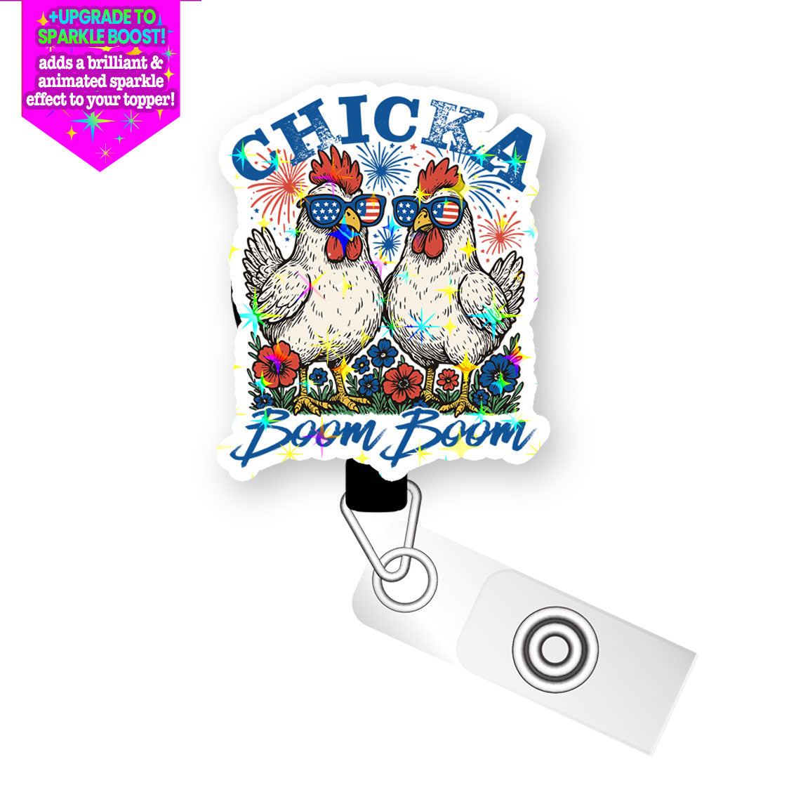 Chicka Boom Boom Pop Topper Swapfinity Retractable ID Badge Reel - - Topperswap
