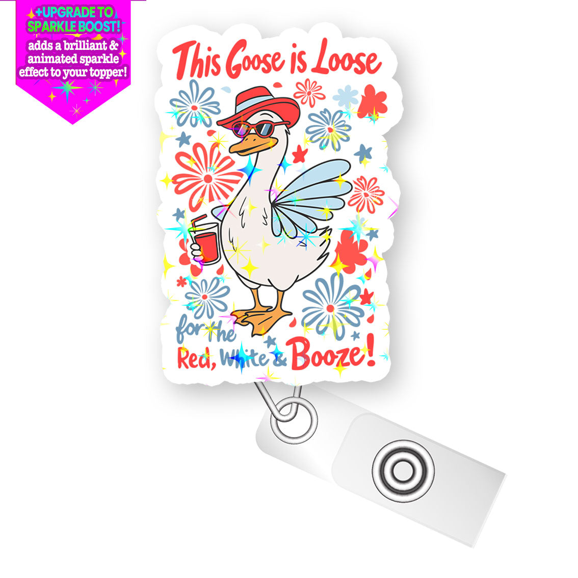 Goose on the Loose Pop Topper Swapfinity Retractable ID Badge Reel - - Topperswap