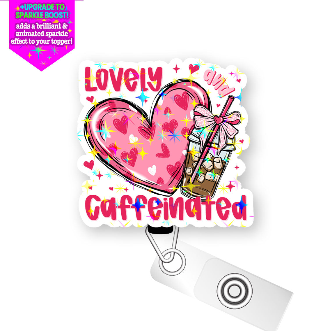 Lovely & Caffeinated Pop Topper Swapfinity Retractable ID Badge Reel