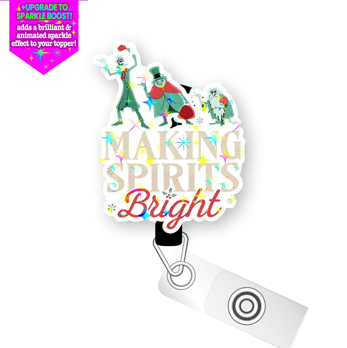 Making Spirits Bright (Light) Pop Topper Swapfinity Retractable ID Badge Reel - Gator+Mystery Topper / Make it Sparkle - Topperswap