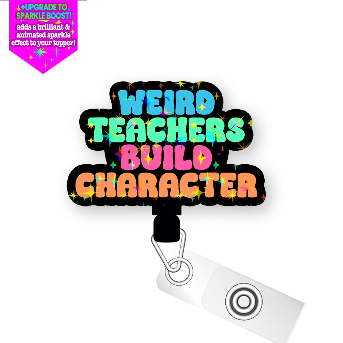 Character Builders Pop Topper Swapfinity Retractable ID Badge Reel - Alligator Clip / Make it Sparkle - Topperswap