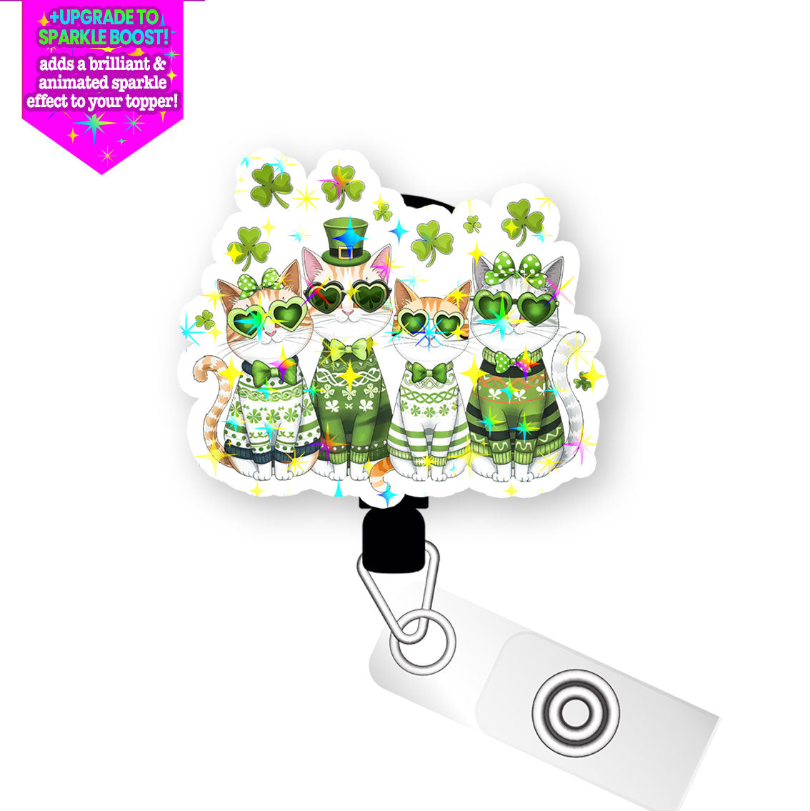 Lucky Cats Pop Topper Swapfinity Retractable ID Badge Reel - - Topperswap