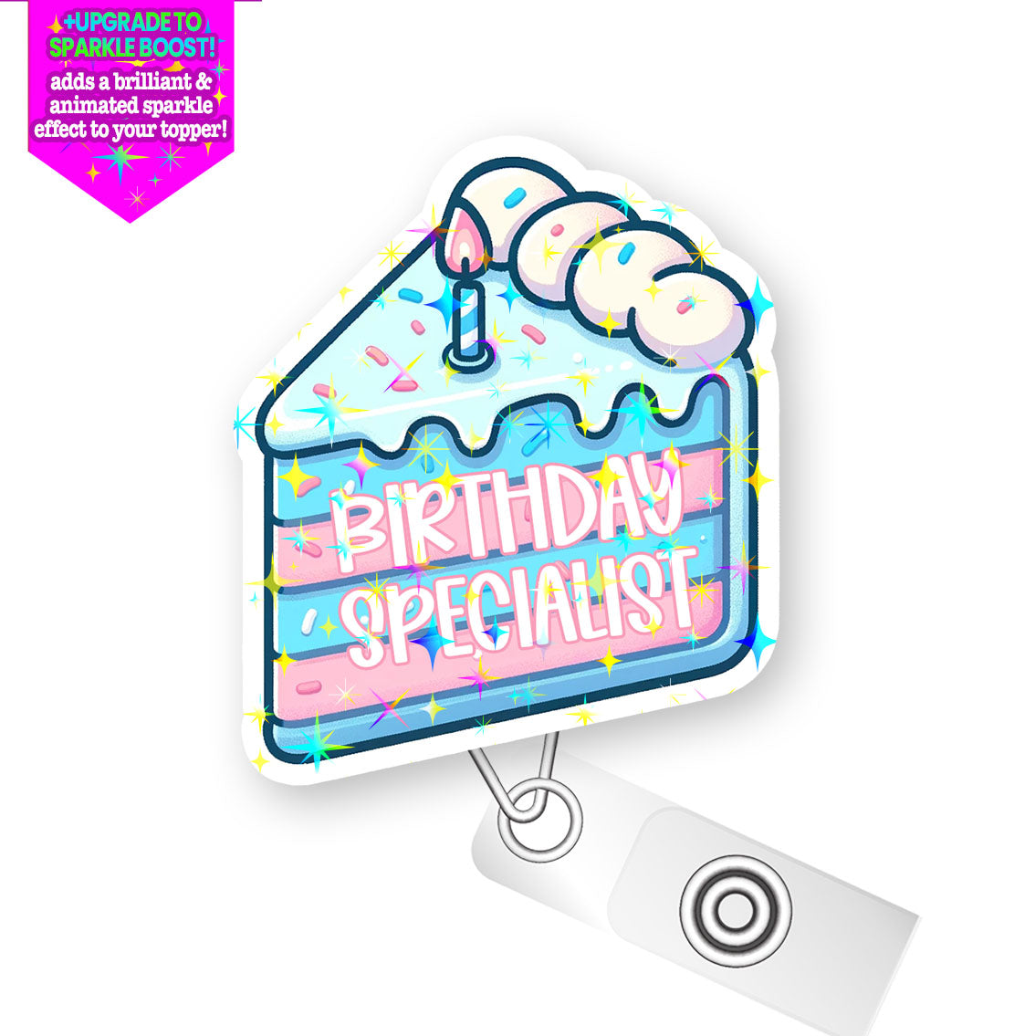 Birthday Specialist Pop Topper Swapfinity Retractable ID Badge Reel -  - Topperswap