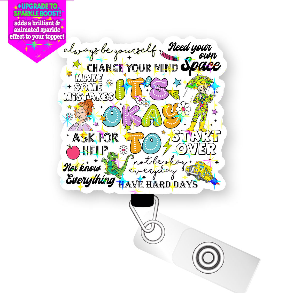 It's Okay to Be You Pop Topper Swapfinity Retractable ID Badge Reel -  - Topperswap