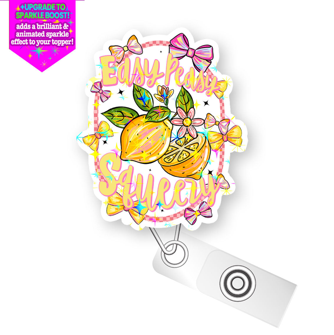 Easy Peasy Squeezy Pop Topper Swapfinity Retractable ID Badge Reel - - Topperswap