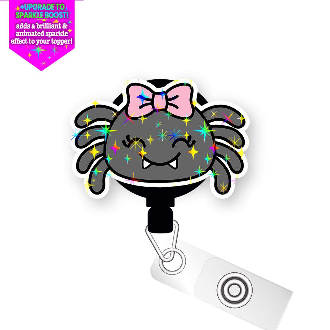 Spider Bow Pop Topper Swapfinity Retractable ID Badge Reel - - Topperswap