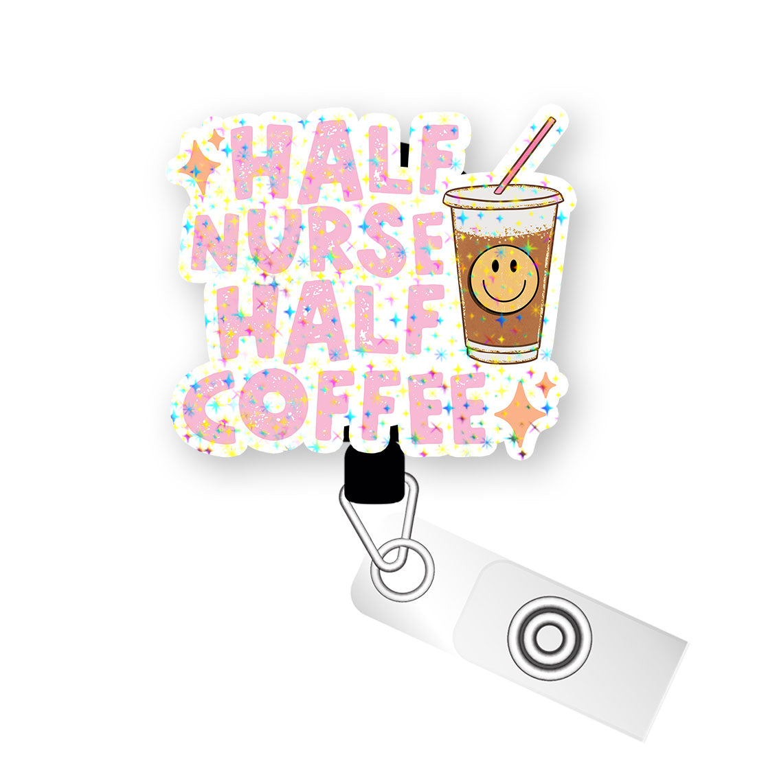 Half Nurse Half Coffee Pop Topper Swapfinity Retractable ID Badge Reel -  - Topperswap