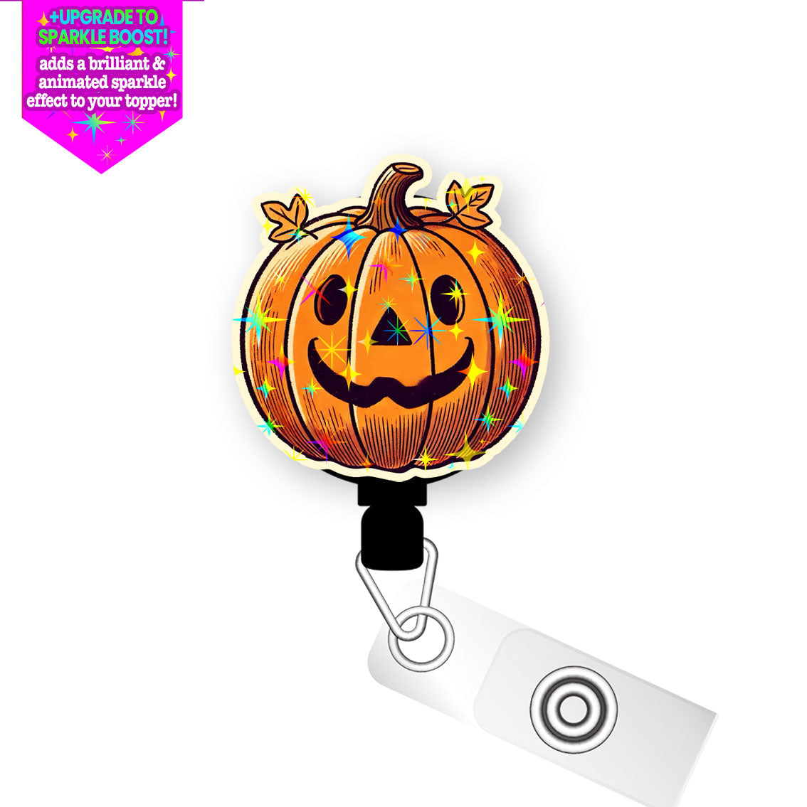 Jack-o-Pop Pop Topper Swapfinity Retractable ID Badge Reel - Alligator Clip / Make it Sparkle - Topperswap