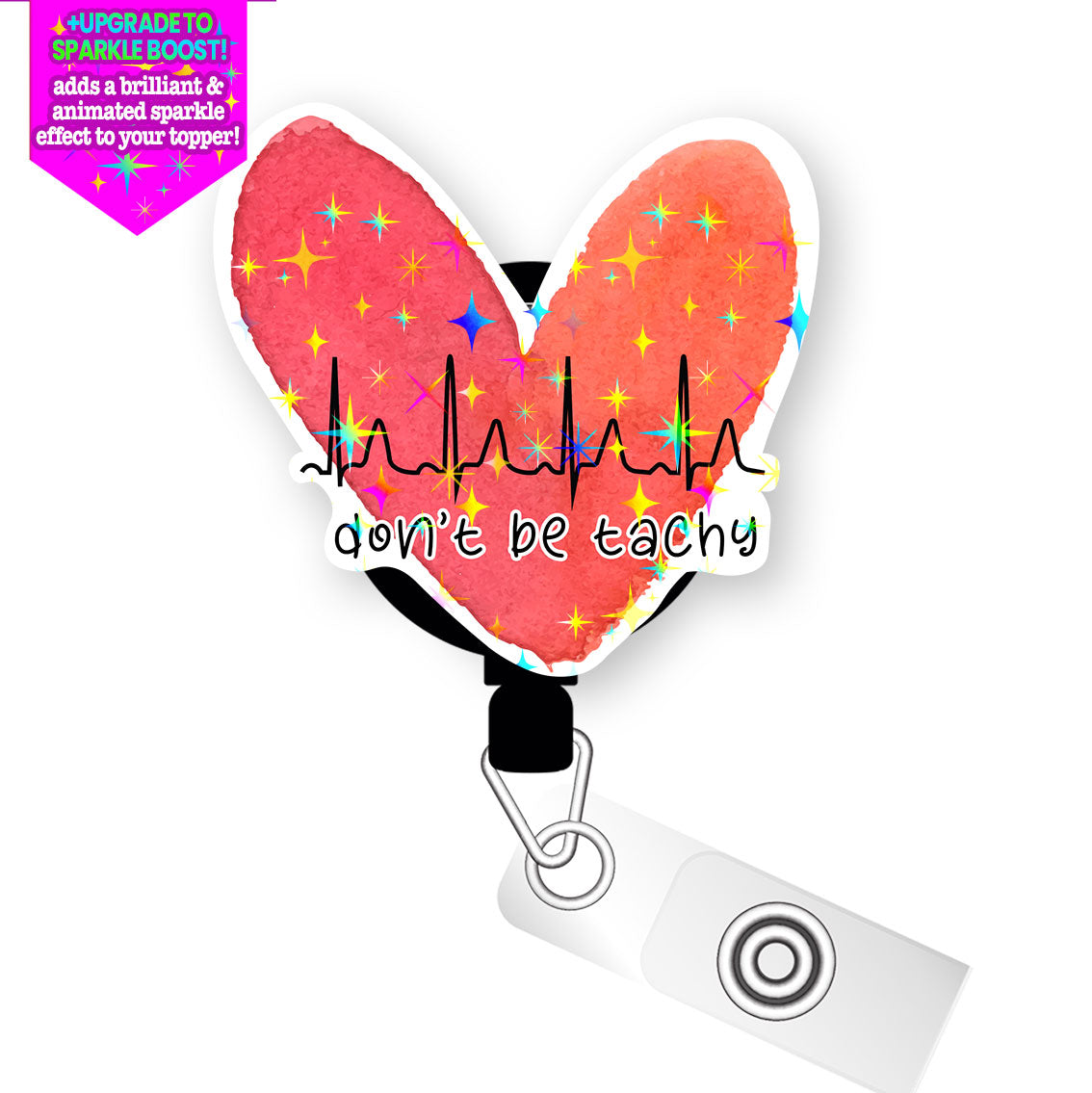 Don’t Be Tacky Pop Topper Swapfinity Retractable ID Badge Reel - Alligator Clip / Make it Sparkle - Topperswap