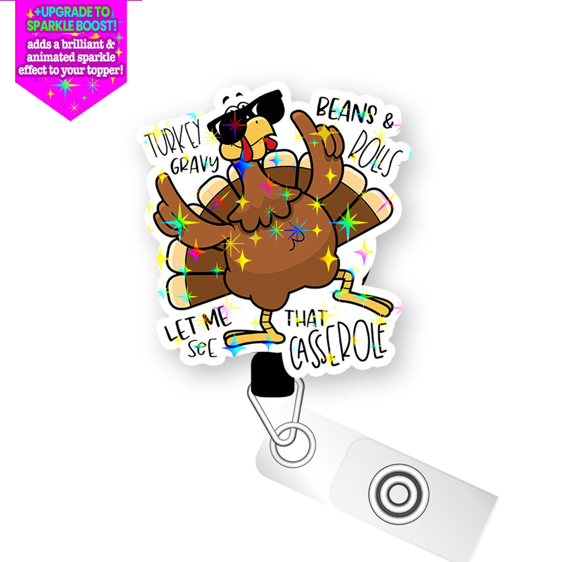 Turkey Casserole Dance Pop Topper Swapfinity Retractable ID Badge Reel -  - Topperswap