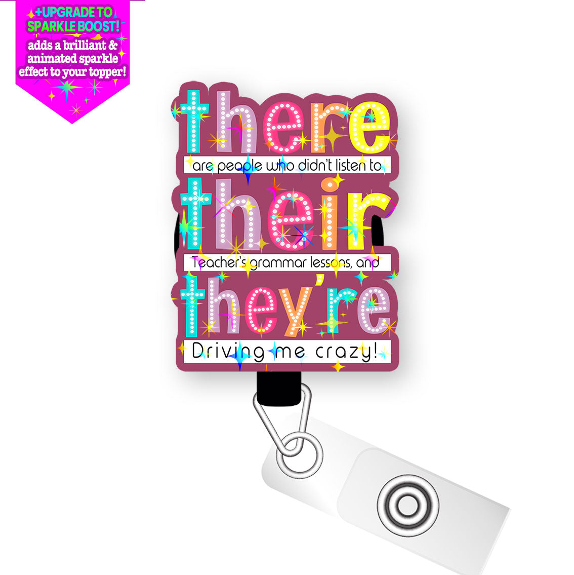 Grammar Guru Pop Topper Swapfinity Retractable ID Badge Reel -  - Topperswap