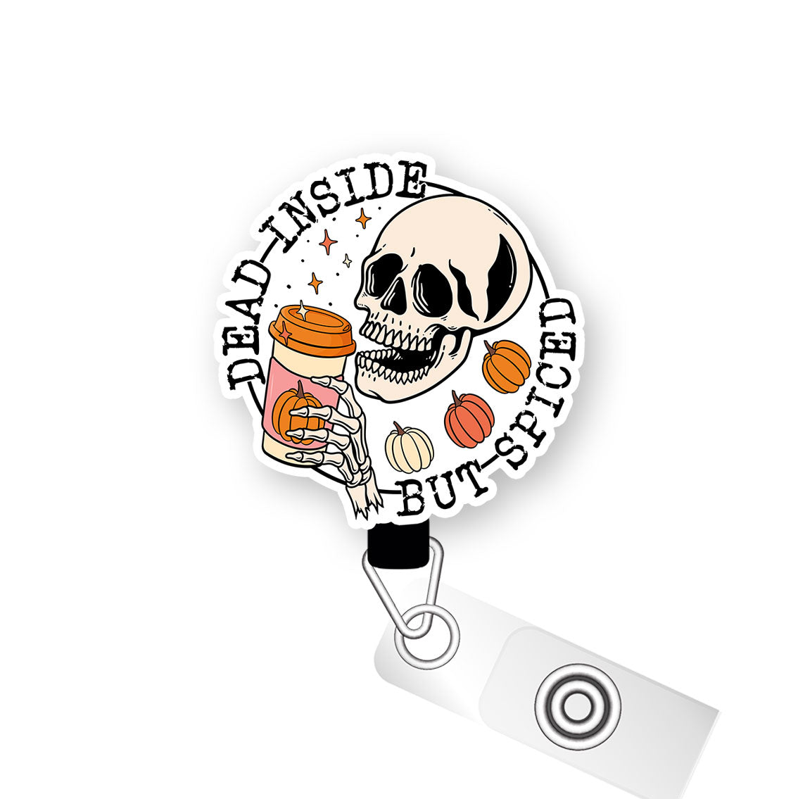 Dead Inside Pop Topper Swapfinity Retractable ID Badge Reel - Alligator Clip / Premium Matte - Topperswap