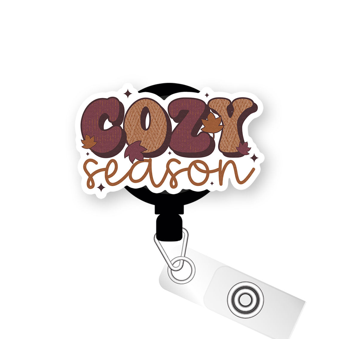 Cozy Season Vibes Pop Topper Swapfinity Retractable ID Badge Reel - Alligator Clip / Premium Matte - Topperswap