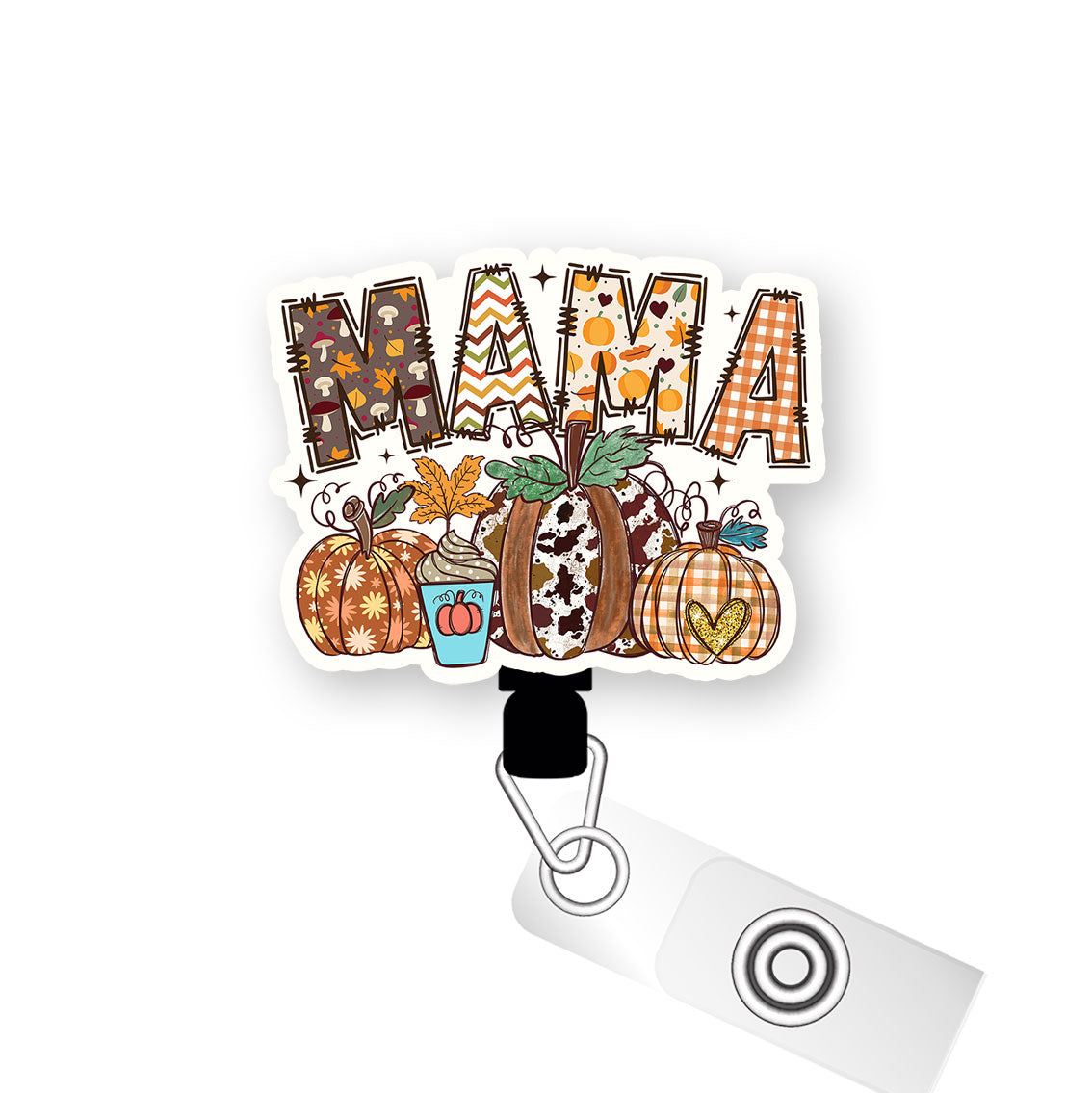 Mama’s Fall Collection Pop Topper Swapfinity Retractable ID Badge Reel - Alligator Clip / Premium Matte - Topperswap