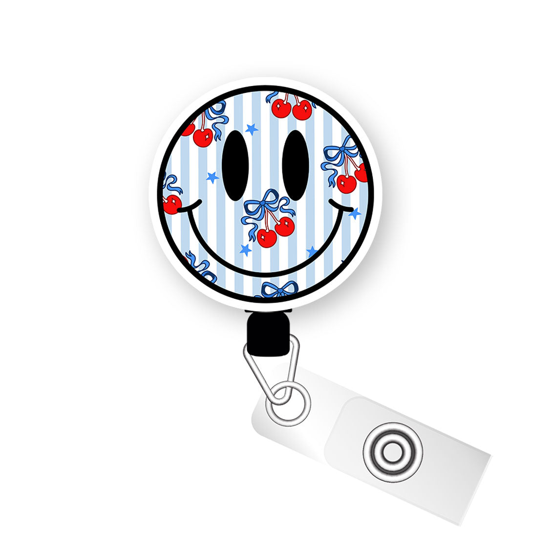 Cherry Bomb Smiley Pop Topper Swapfinity Retractable ID Badge Reel - - Topperswap