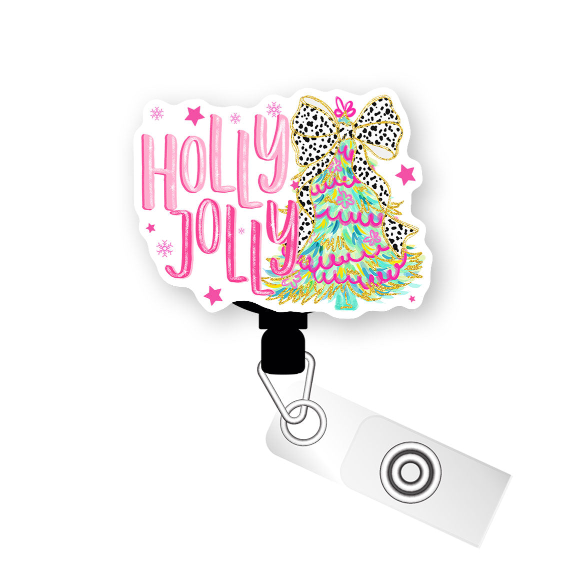 Holly Jolly Christmas Pop Topper Swapfinity Retractable ID Badge Reel - Alligator Clip / Premium Matte - Topperswap