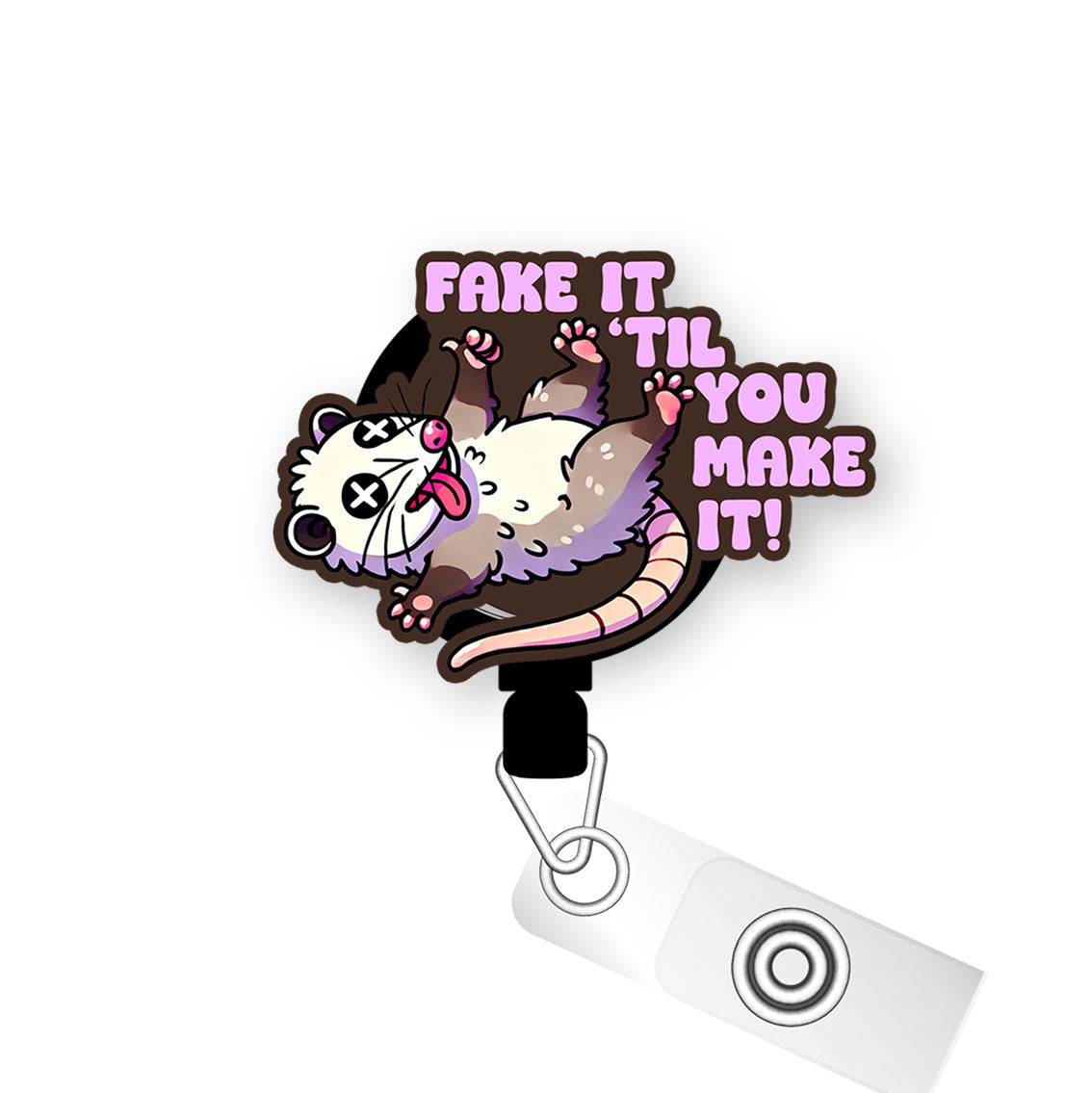 Fake It 'Til You Make It Pop Topper Swapfinity Retractable ID Badge Reel - Alligator Clip / Premium Matte - Topperswap