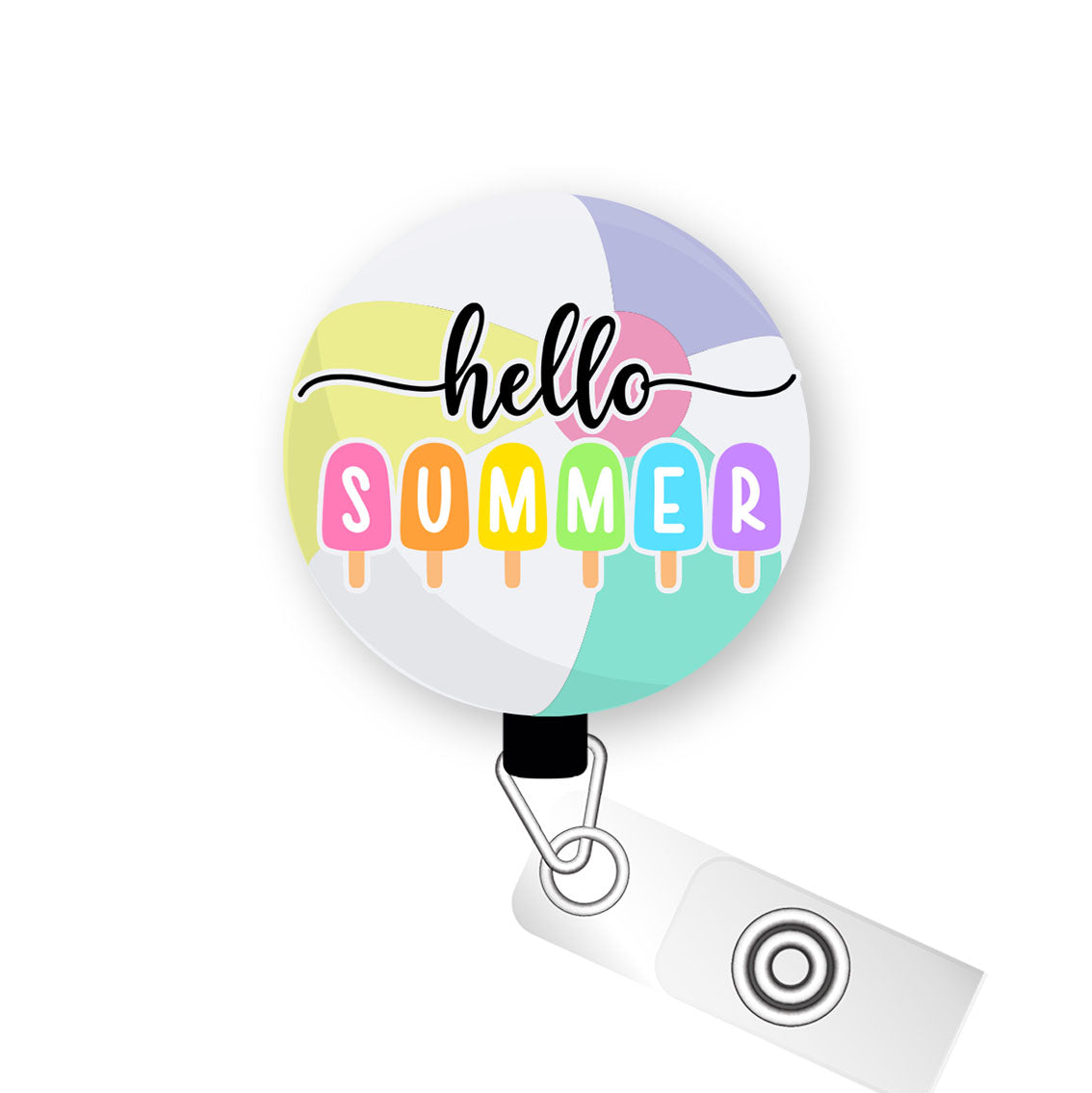 Hello Summer Pop Pop Topper Swapfinity Retractable ID Badge Reel - Slide Clip / Premium Matte - Topperswap