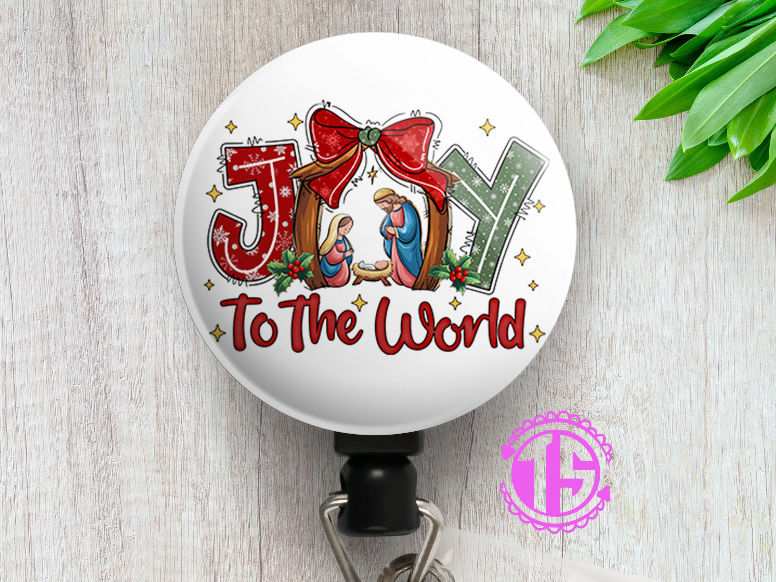 Joy to the World Sparkling Nativity Scene Swapfinity Retractable ID Badge Reel -  - Topperswap