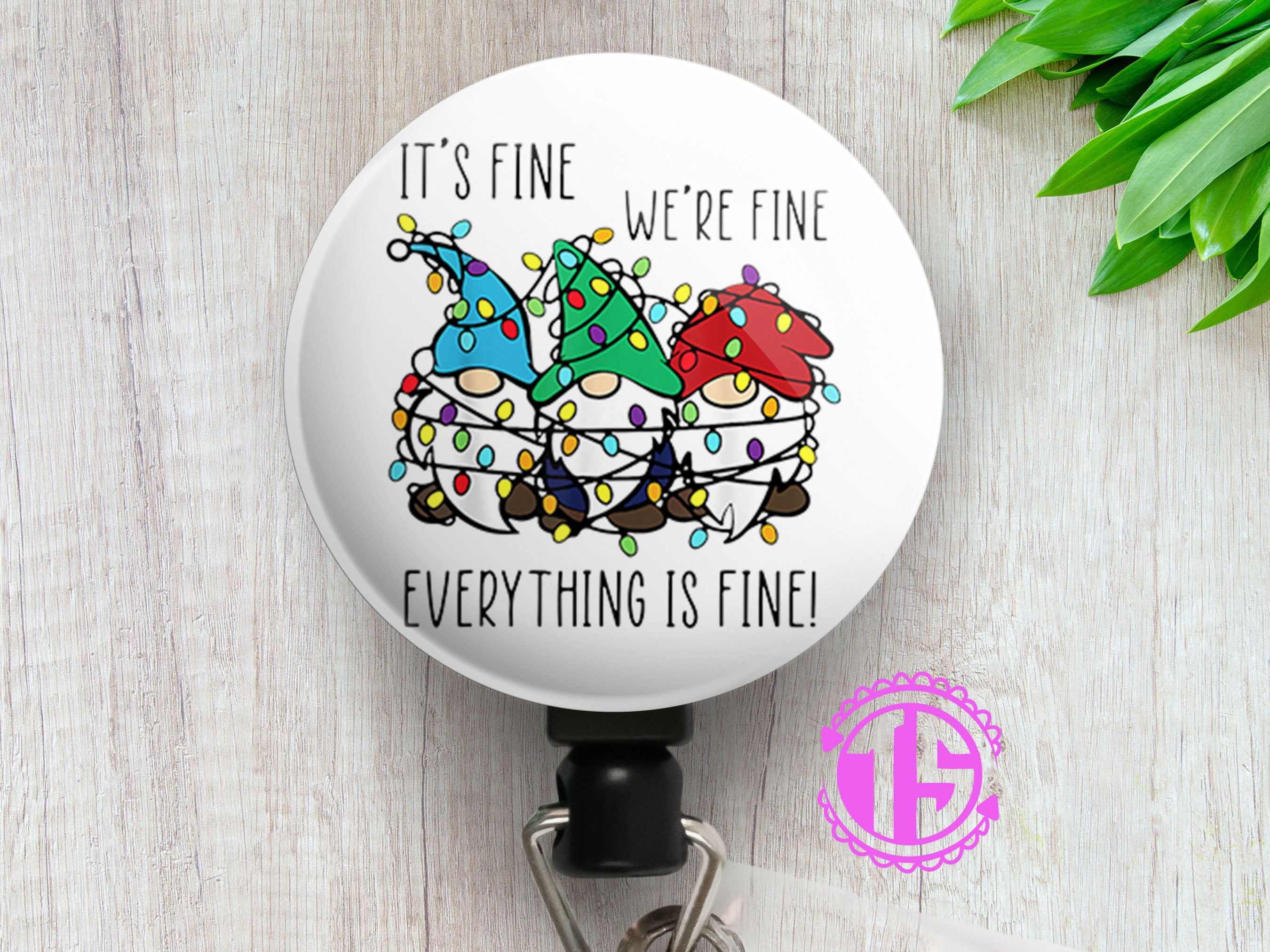 Everything is Fine Gnomes Swapfinity Retractable ID Badge Reel -  - Topperswap