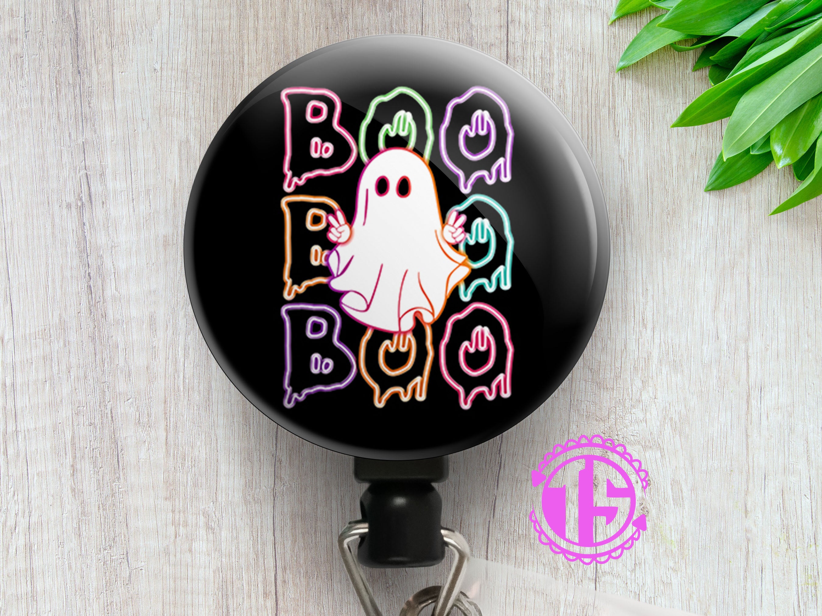 Neon Boo-tastic Ghost Swapfinity Retractable ID Badge Reel -  - Topperswap