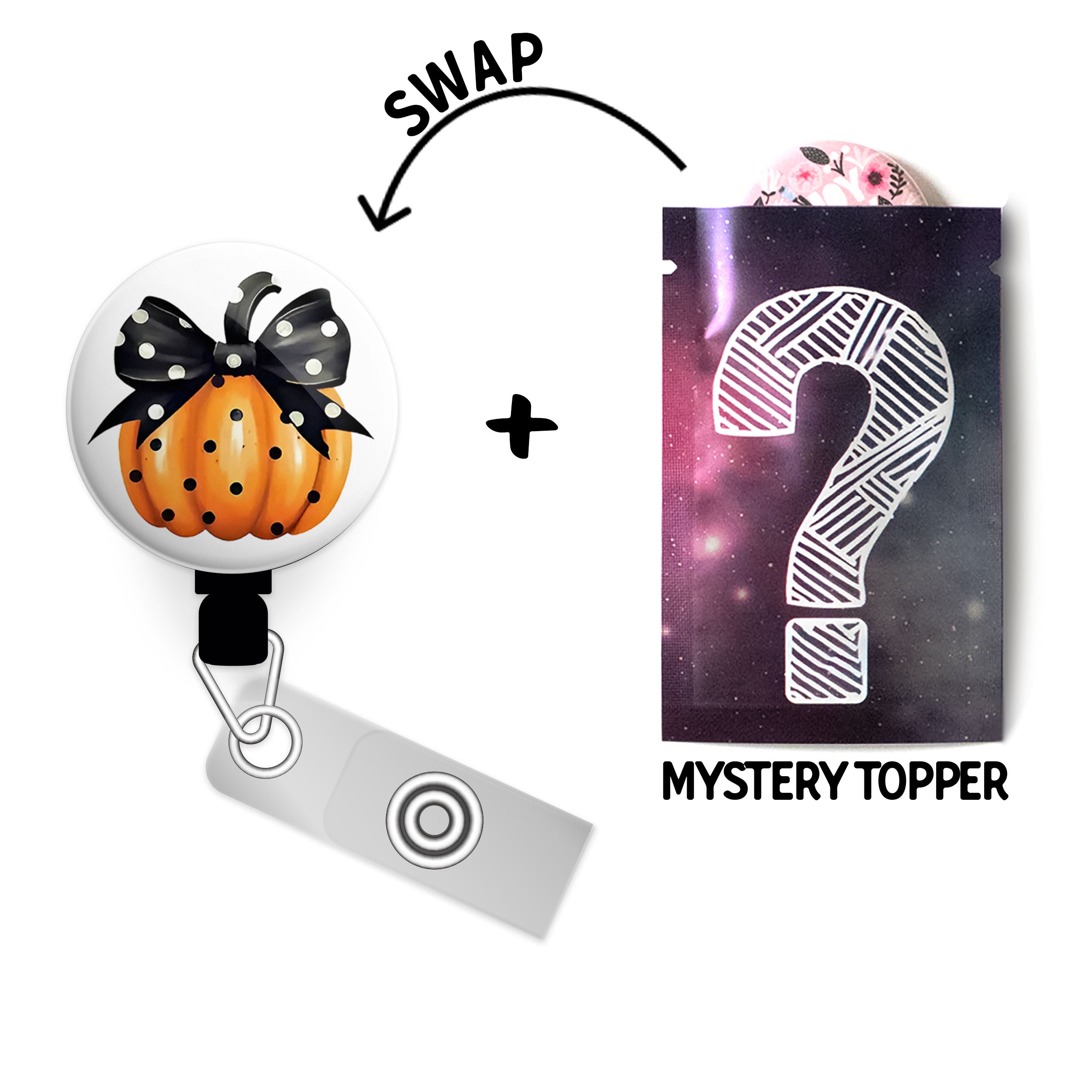 Polka-Dot Pumpkin Perfection Swapfinity Retractable ID Badge Reel -  - Topperswap