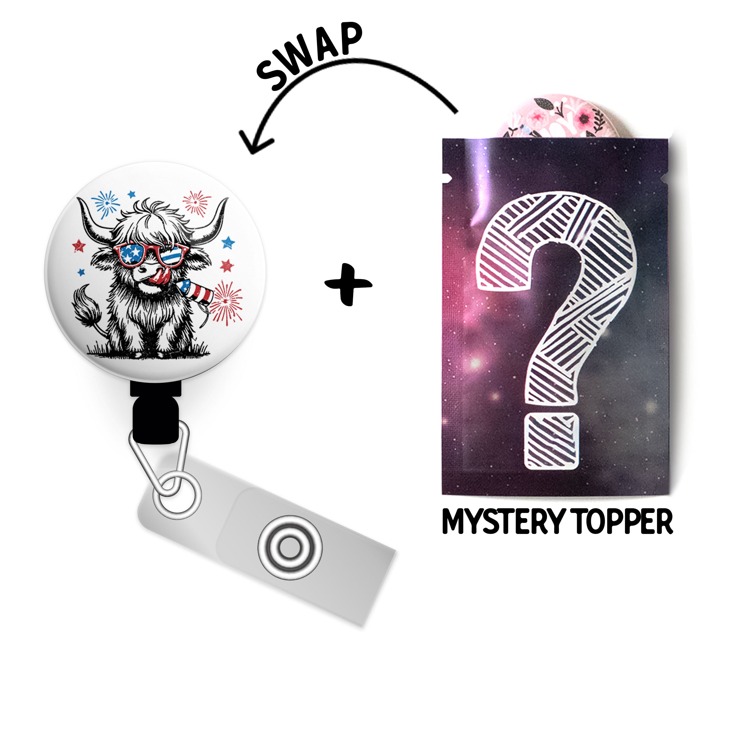 Moo-rah for the USA Swapfinity Retractable ID Badge Reel - - Topperswap