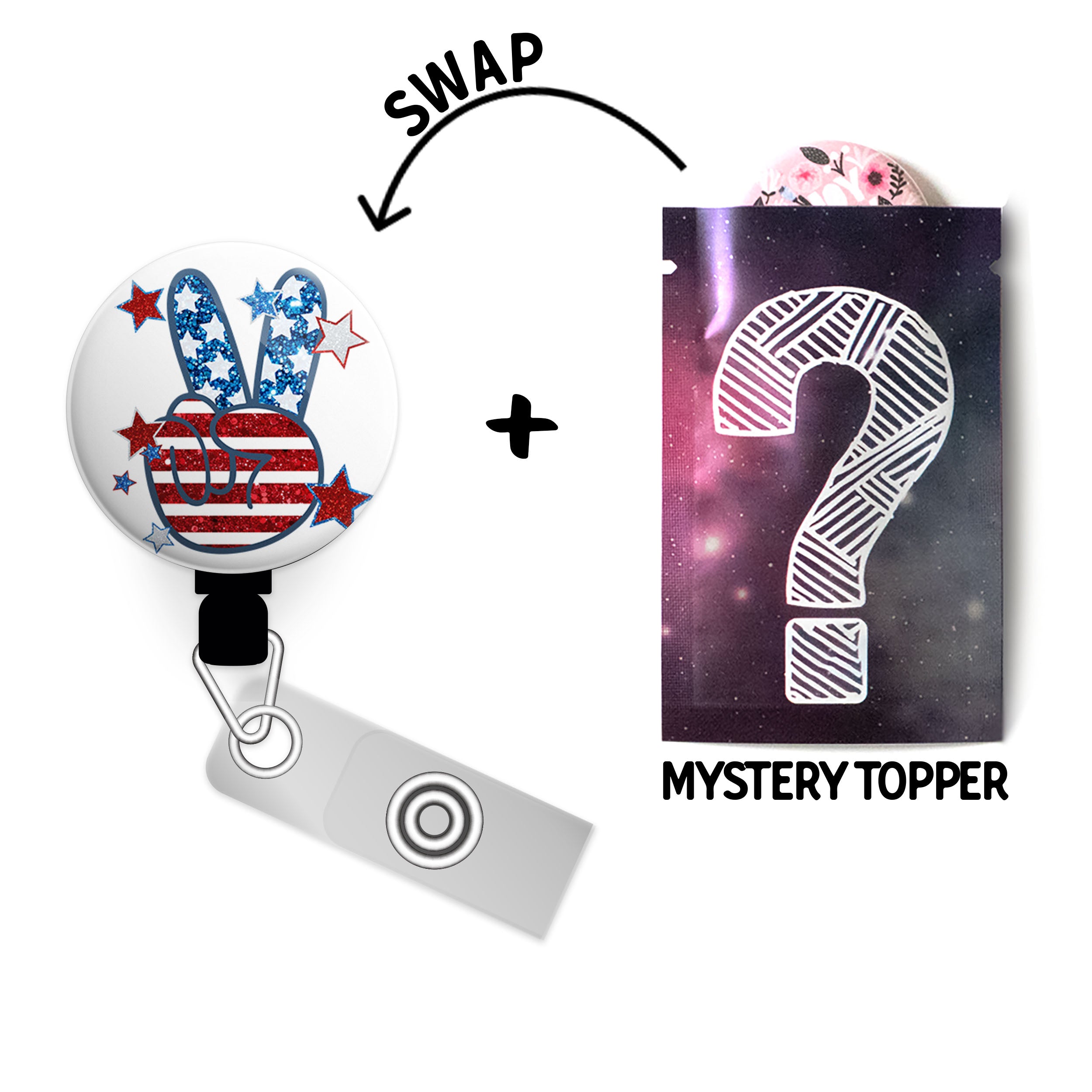 Peace Out, America Swapfinity Retractable ID Badge Reel - - Topperswap