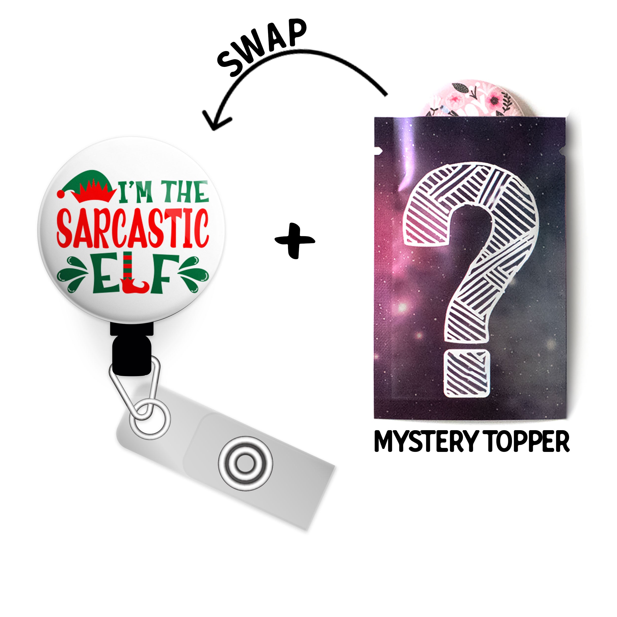 I'm The Sarcastic Elf Swapfinity Retractable ID Badge Reel -  - Topperswap