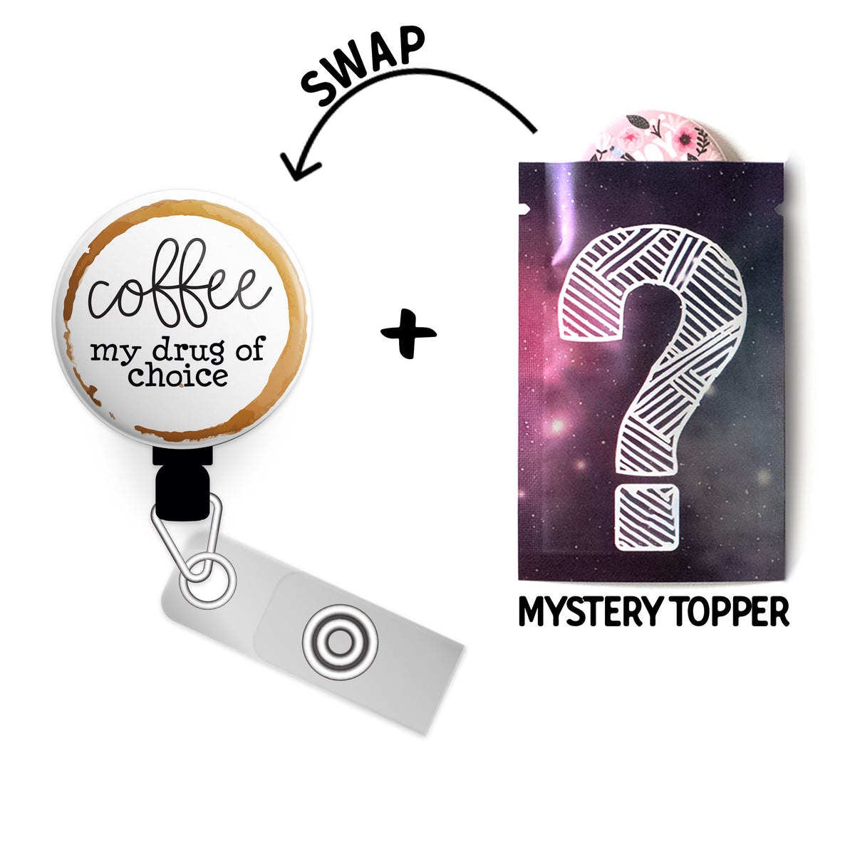 Coffee Drug ID Badge Reel • Coffee Espresso Badge Holder • Swapfinity -  Topperswap