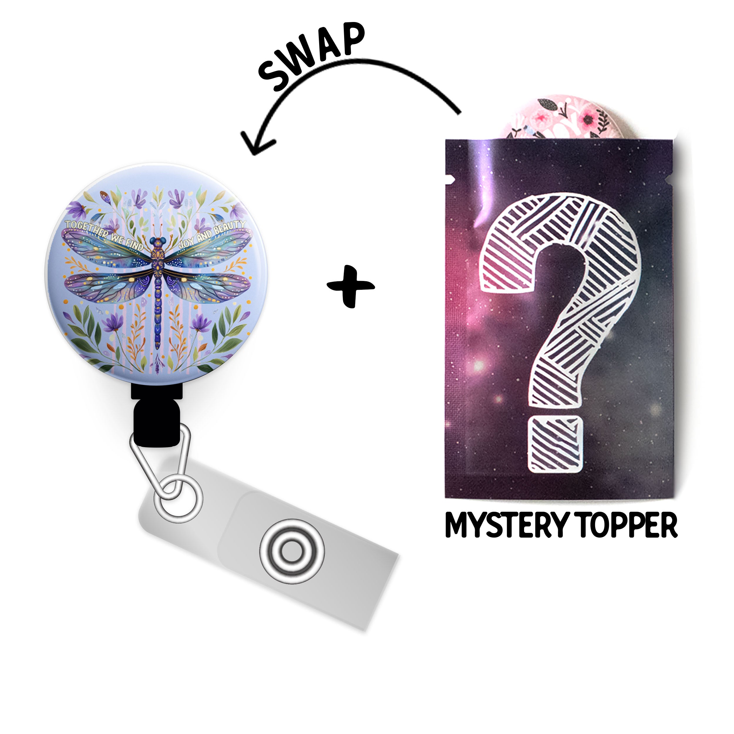 Starfish Splash Swapfinity Retractable ID Badge Reel - - Topperswap