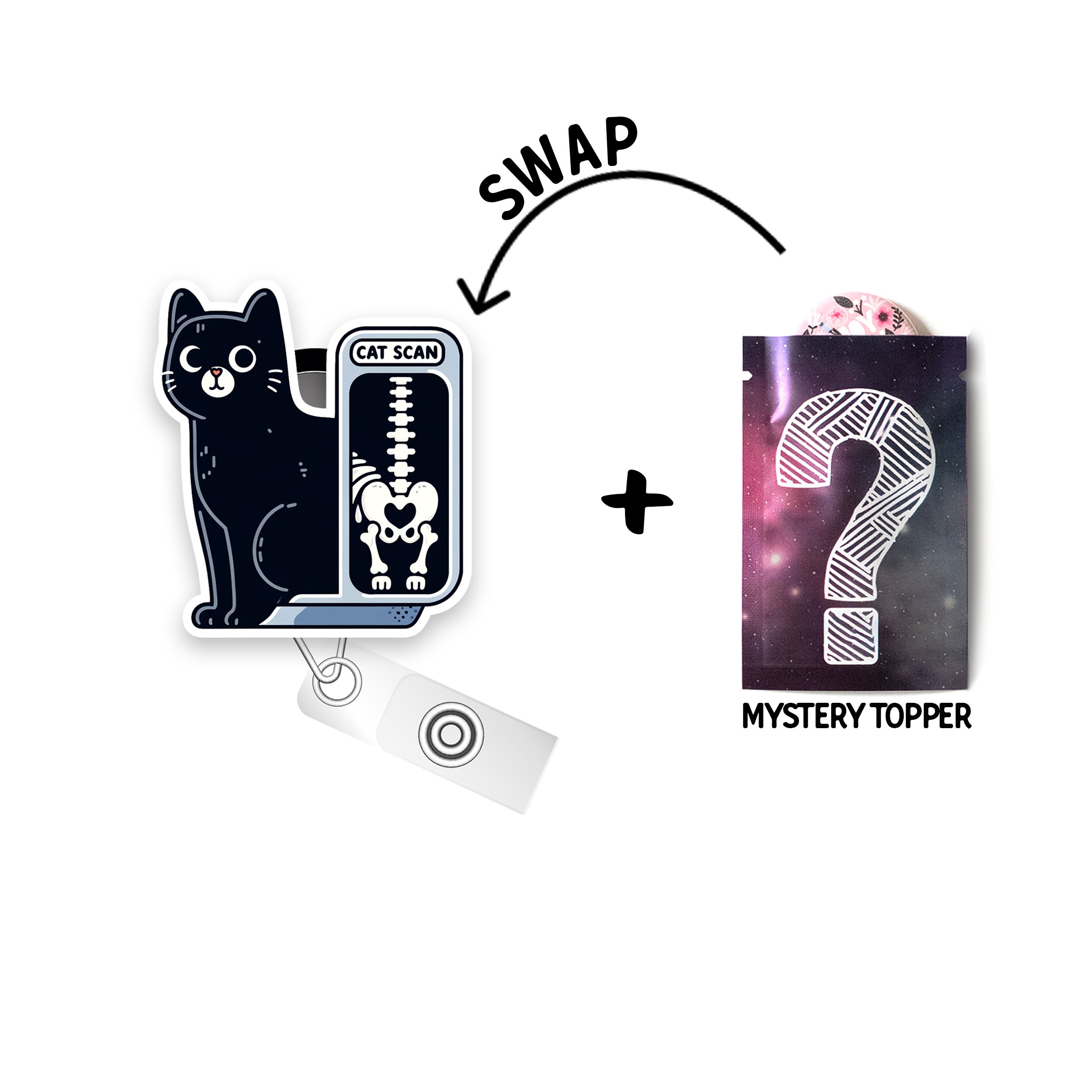 Cat Scan Pop Topper Swapfinity Retractable ID Badge Reel -  - Topperswap