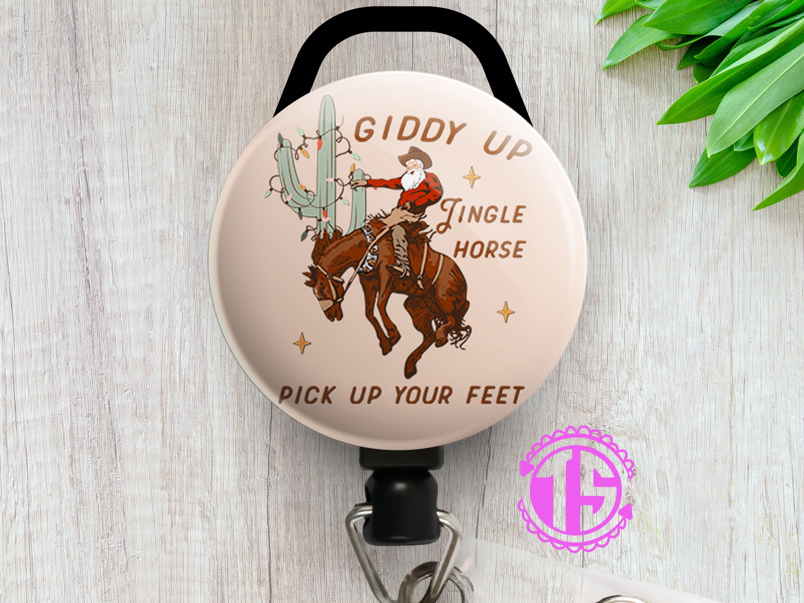 Giddy Up Christmas Cowboy Swapfinity Retractable ID Badge Reel -  - Topperswap