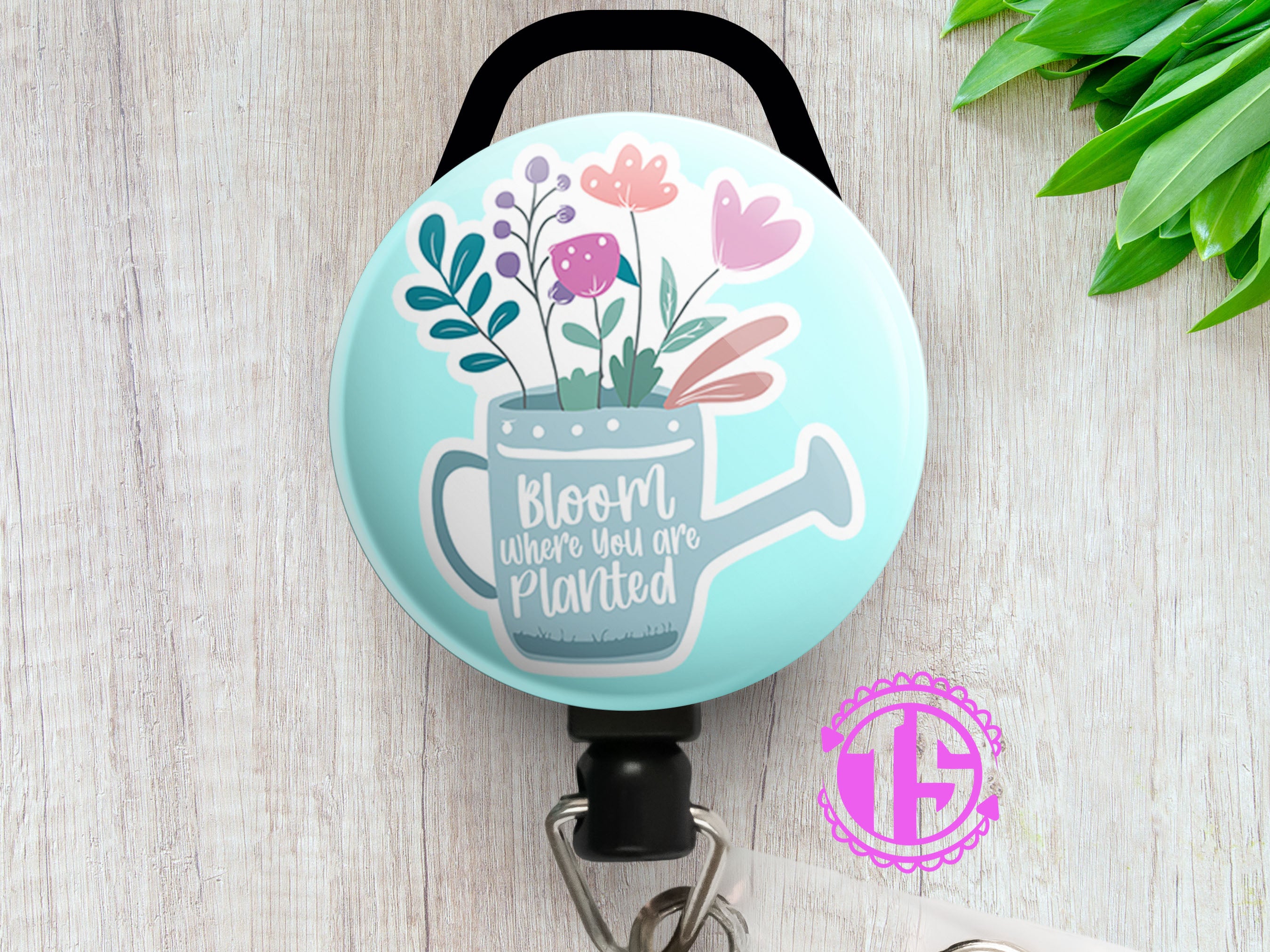 Watering Can Wisdom – Bloom Where You Are Planted Swapfinity Retractable ID Badge Reel - - Topperswap