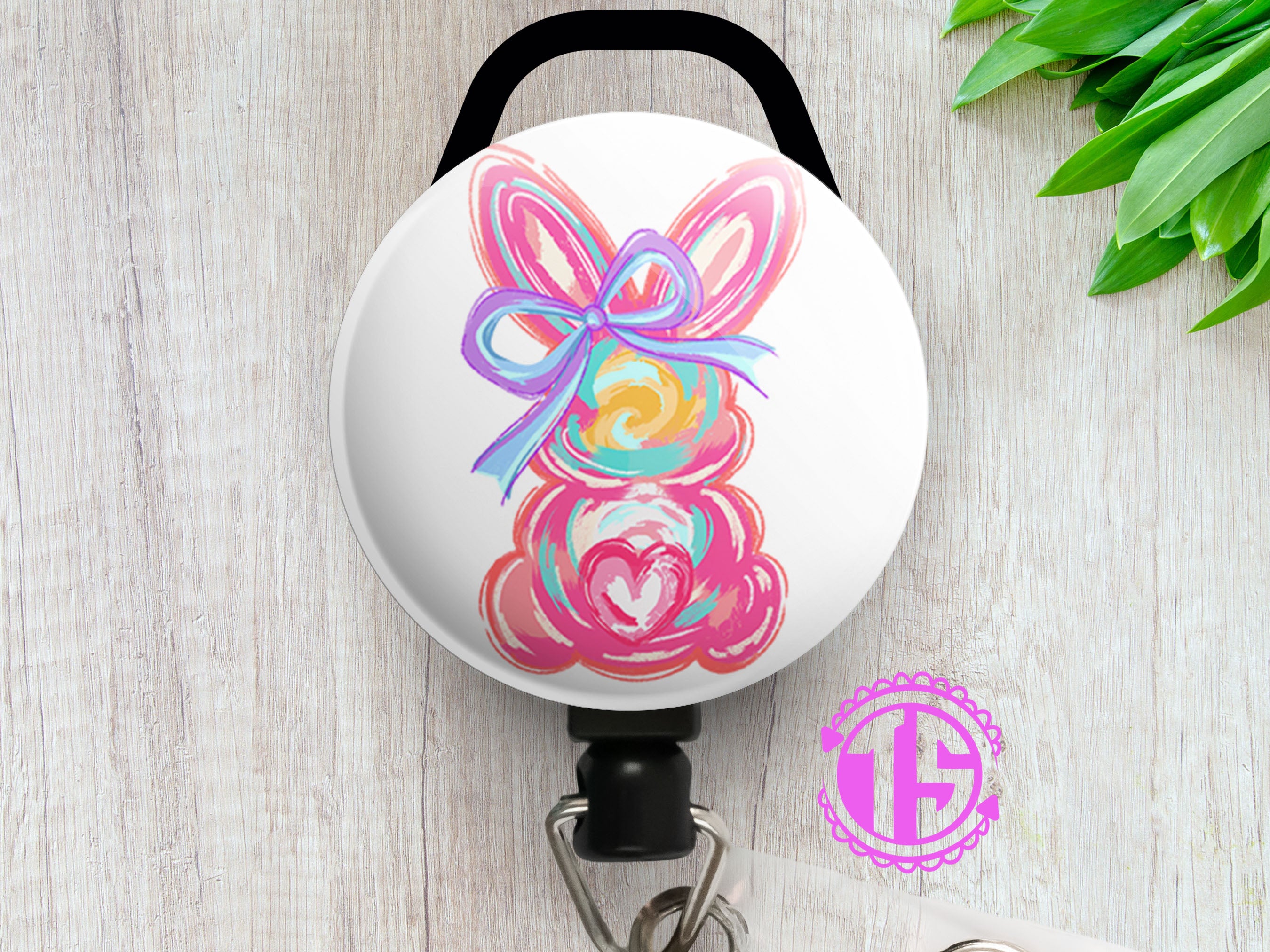 Easter Bunny Swirl Swapfinity Retractable ID Badge Reel - - Topperswap