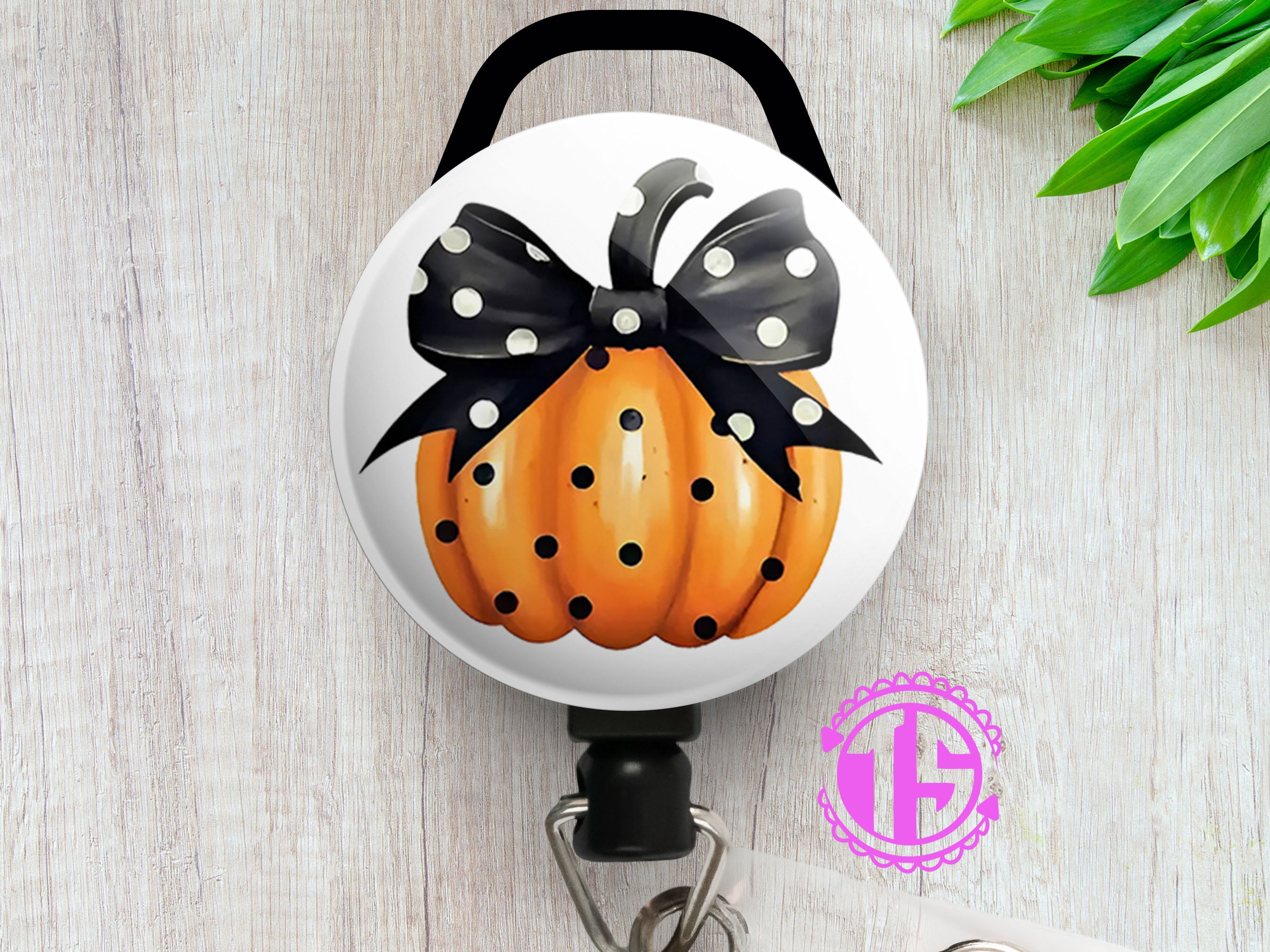 Polka-Dot Pumpkin Perfection Swapfinity Retractable ID Badge Reel -  - Topperswap